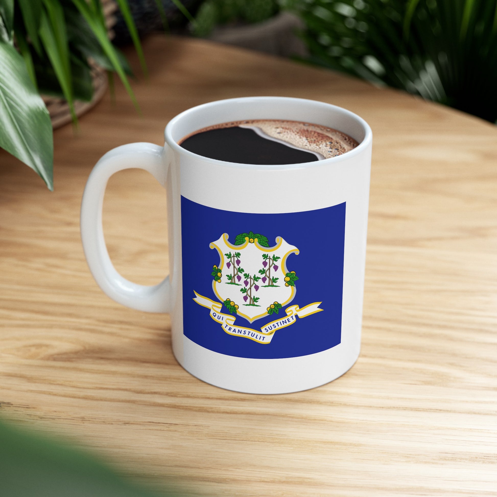 Connecticut State Flag - Double Sided White Ceramic Coffee Mug 11oz by TheGlassyLass.com