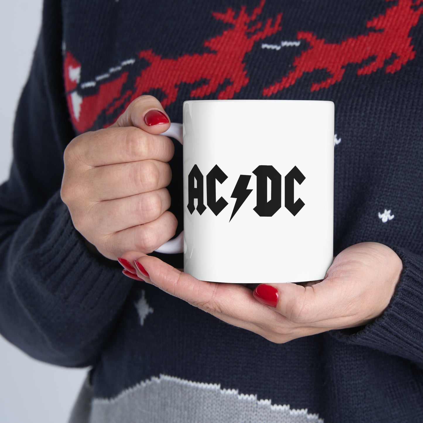 AC/DC Coffee Mug - Double Sided White Ceramic 11oz by TheGlassyLass.com