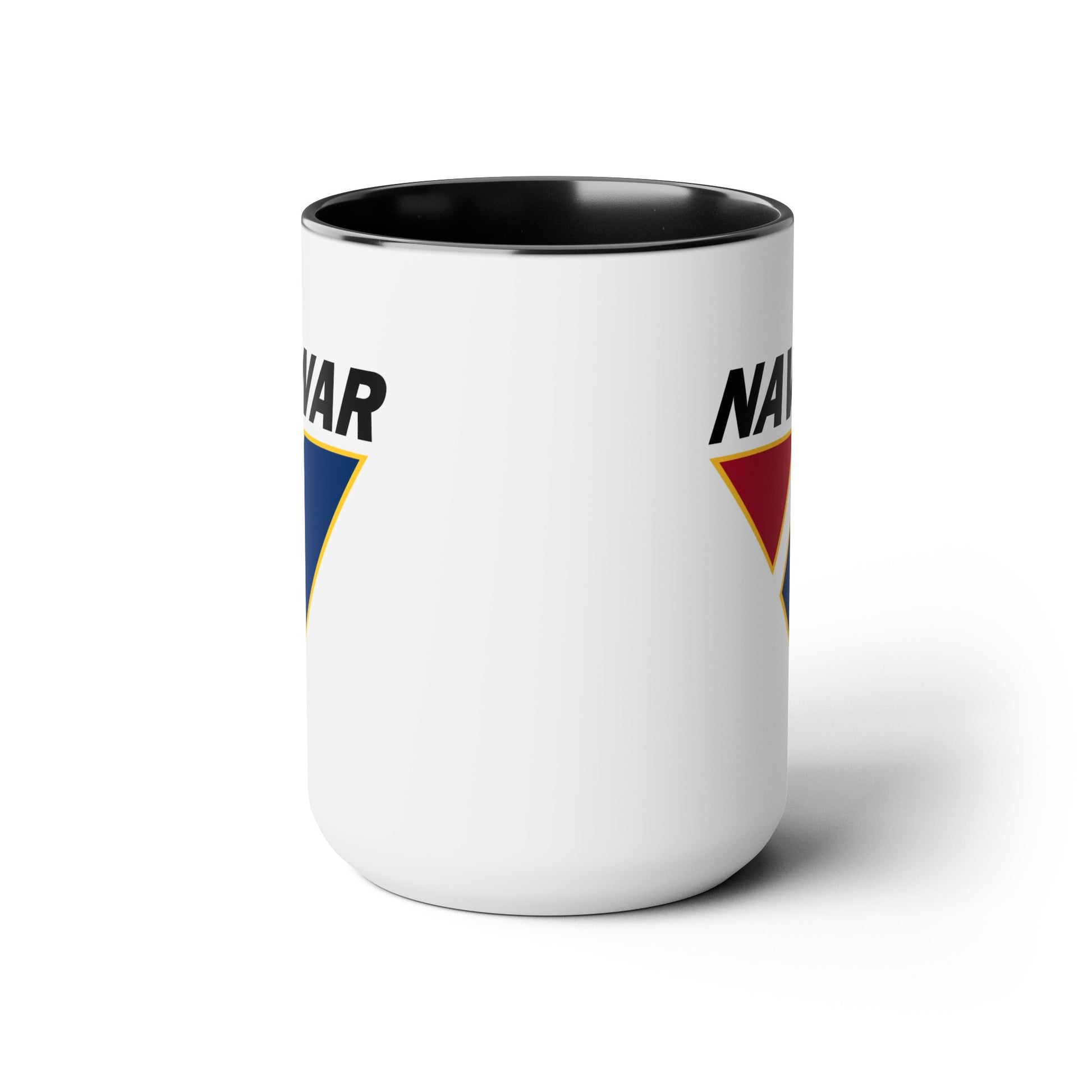 US Navy NAVWAR Coffee Mug - Black Accent Two Tone White Ceramic 15oz by TheGlassyLass.com