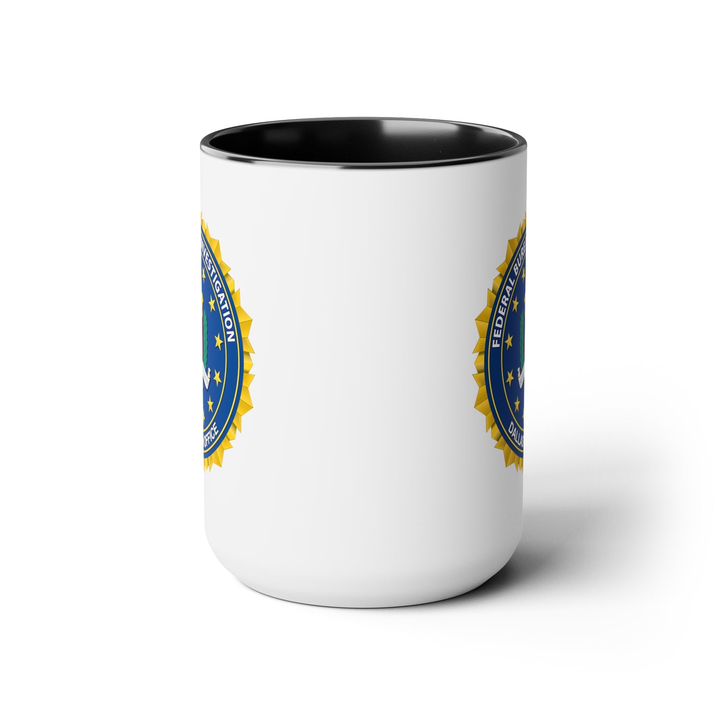 The FBI Dallas Field Office Coffee Mug - Double Sided Black Accent Ceramic 15oz by TheGlassyLass.com