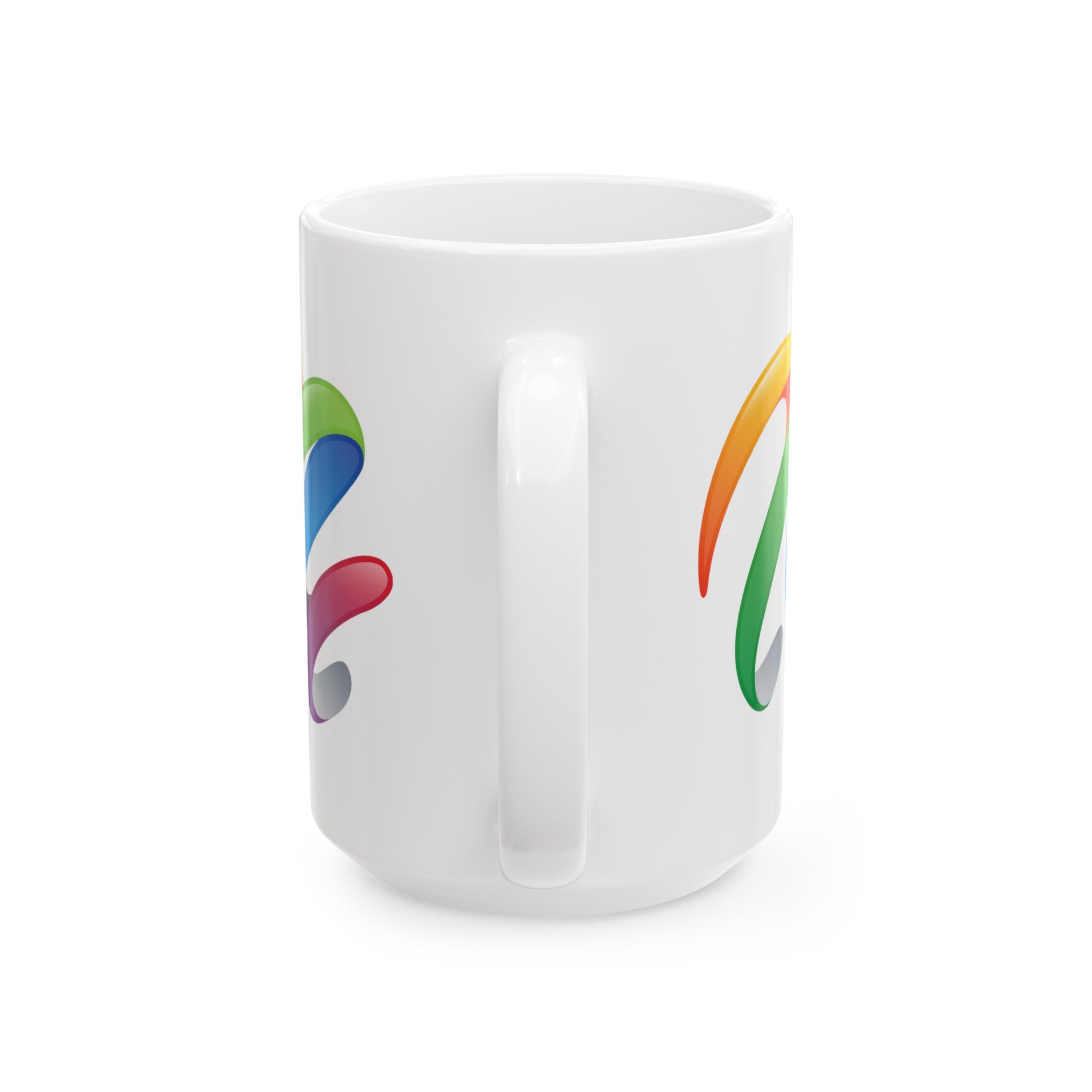Rainbow Swirl Coffee Mug - Double Sided White Ceramic 15oz by TheGlassyLass.com