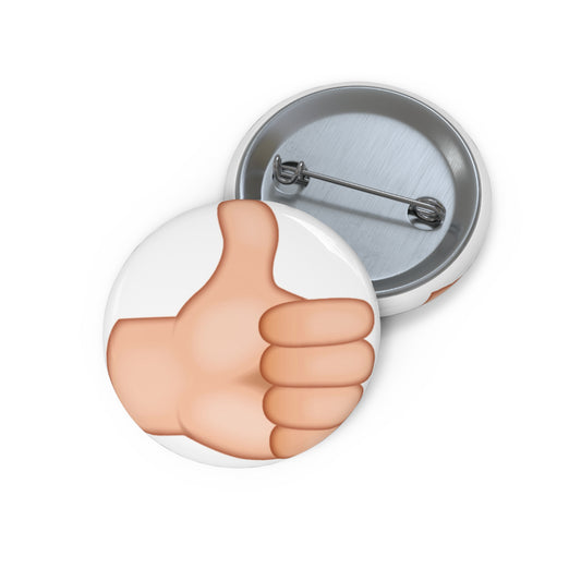 Positive Vibes Thumbs Up Pin Button 1.25" Round | Festive Cheer by Jan at TheGlassyLass.com