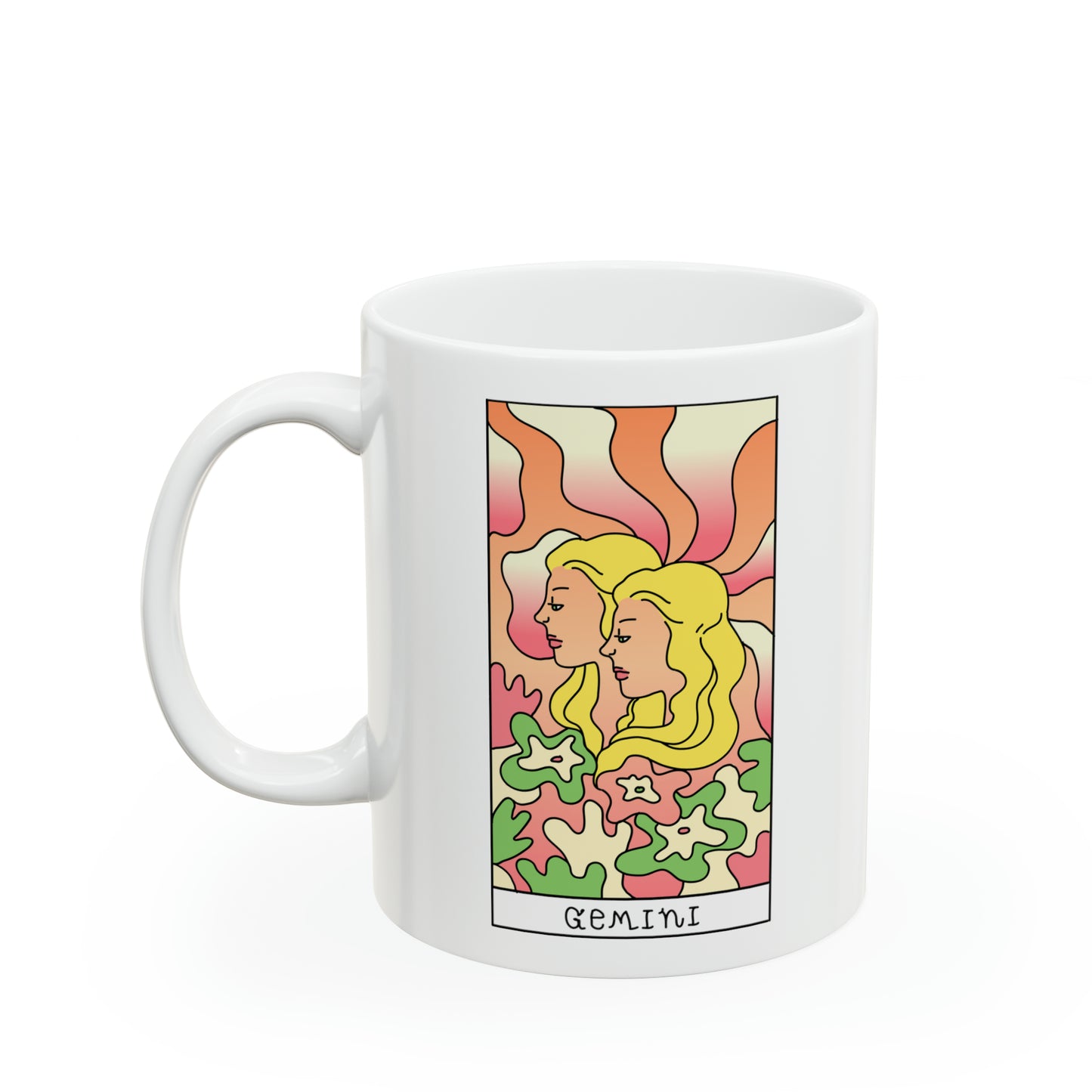 Gemini Tarot Card Coffee Mug - Double Sided 11oz White Ceramic by TheGlassyLass.com