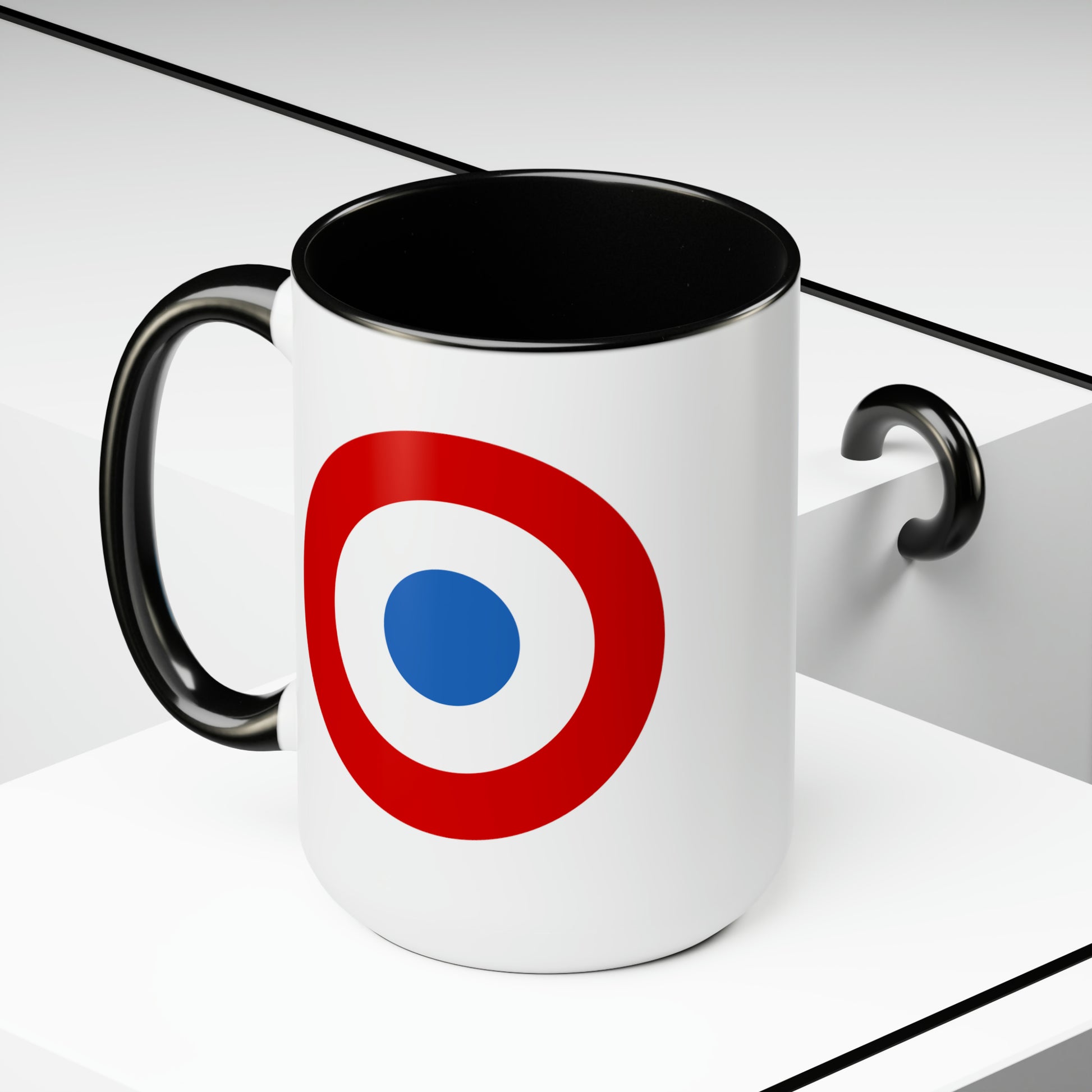 French Air Force Roundel Coffee Mug - Double Sided Black Accent Ceramic 15oz - by TheGlassyLass.com