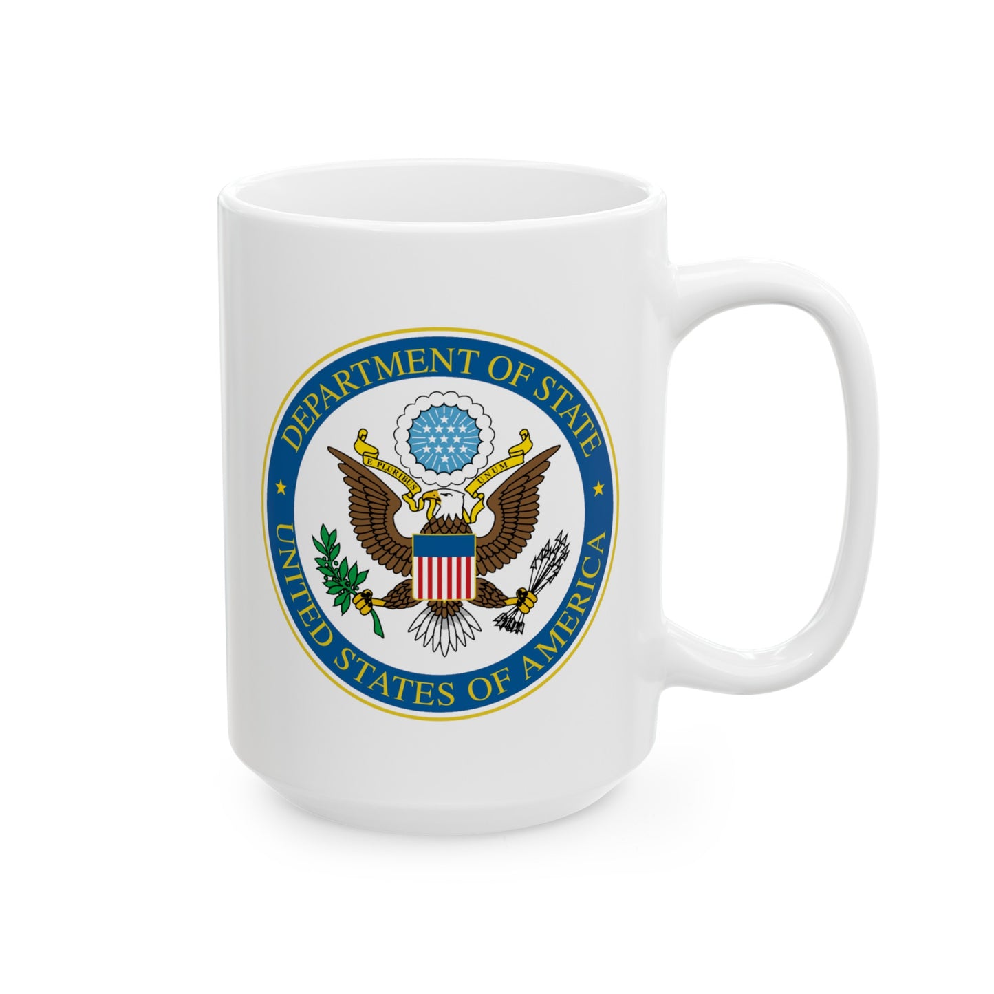 Department of State Coffee Mug - Double Sided White Ceramic 15oz by TheGlassyLass.com
