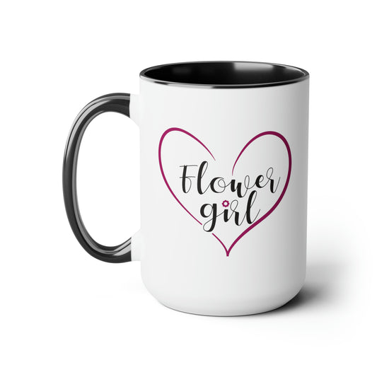 Flower Girl Hot Cocoa Mug - Double Sided Black Accent Ceramic 15oz by TheGlassyLass.com