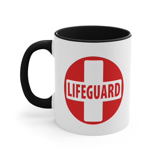 Lifeguard Coffee Mug - Double Sided Black Accent White Ceramic 11oz by TheGlassyLass.com