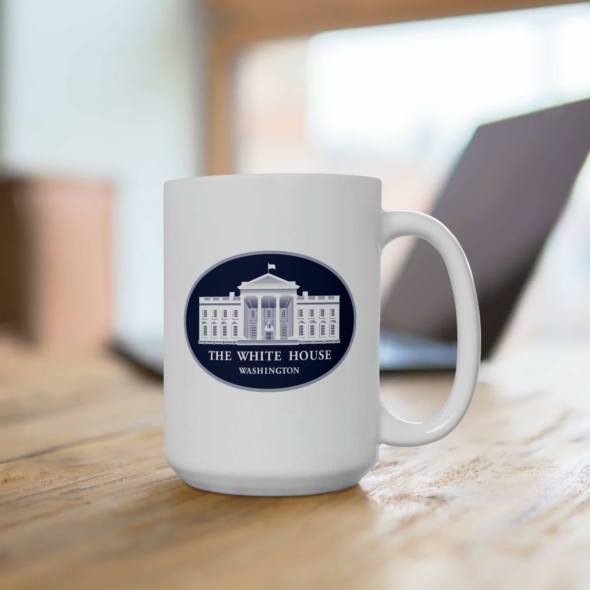 The White House Coffee Mug - Double Sided White Ceramic 15oz by TheGlassyLass.com