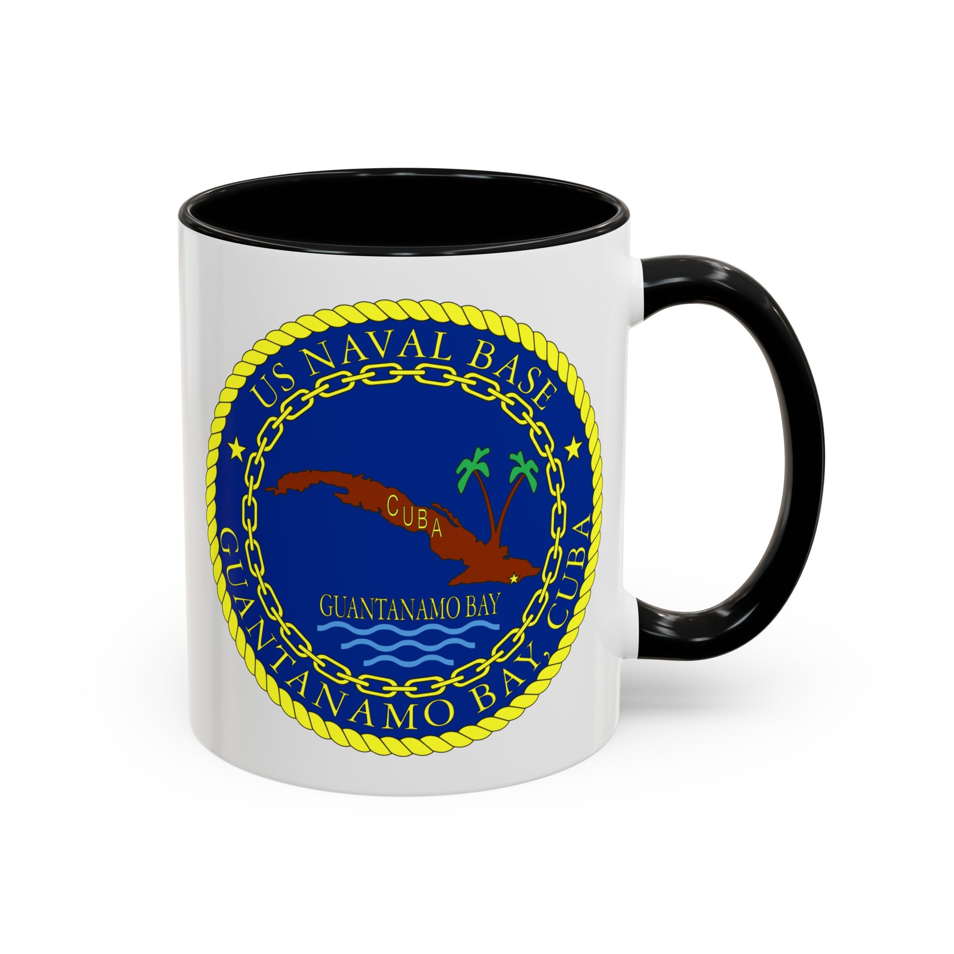 US Naval Base Guantanamo Bay Cuba Seal Coffee Mug - Double Sided Black Accent Ceramic 11oz - by TheGlassyLass.com