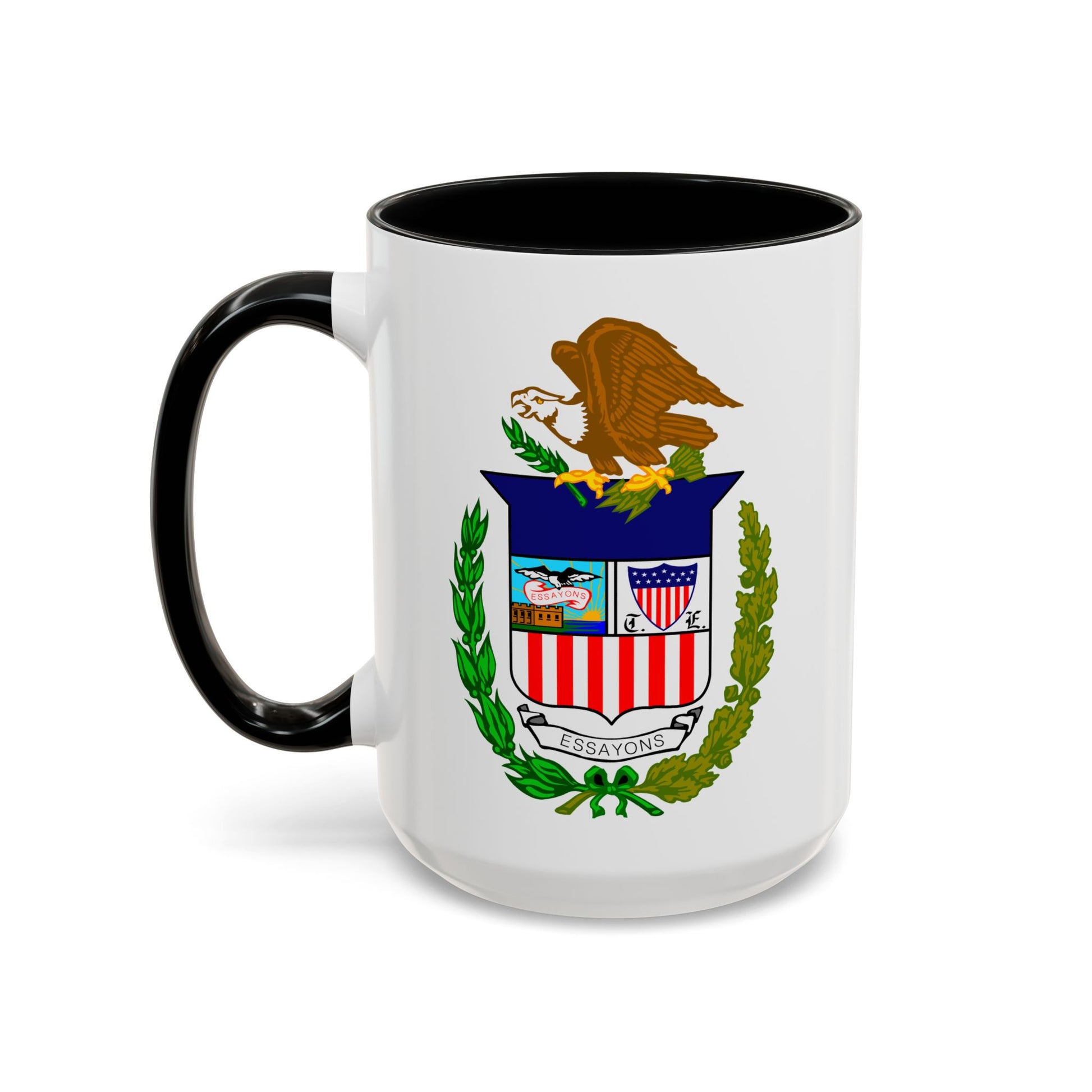 Army Corps of Engineers Coat of Arms Coffee Mug - Double Sided Print, Black Accent White Ceramic, 15oz by TheGlassyLass.com