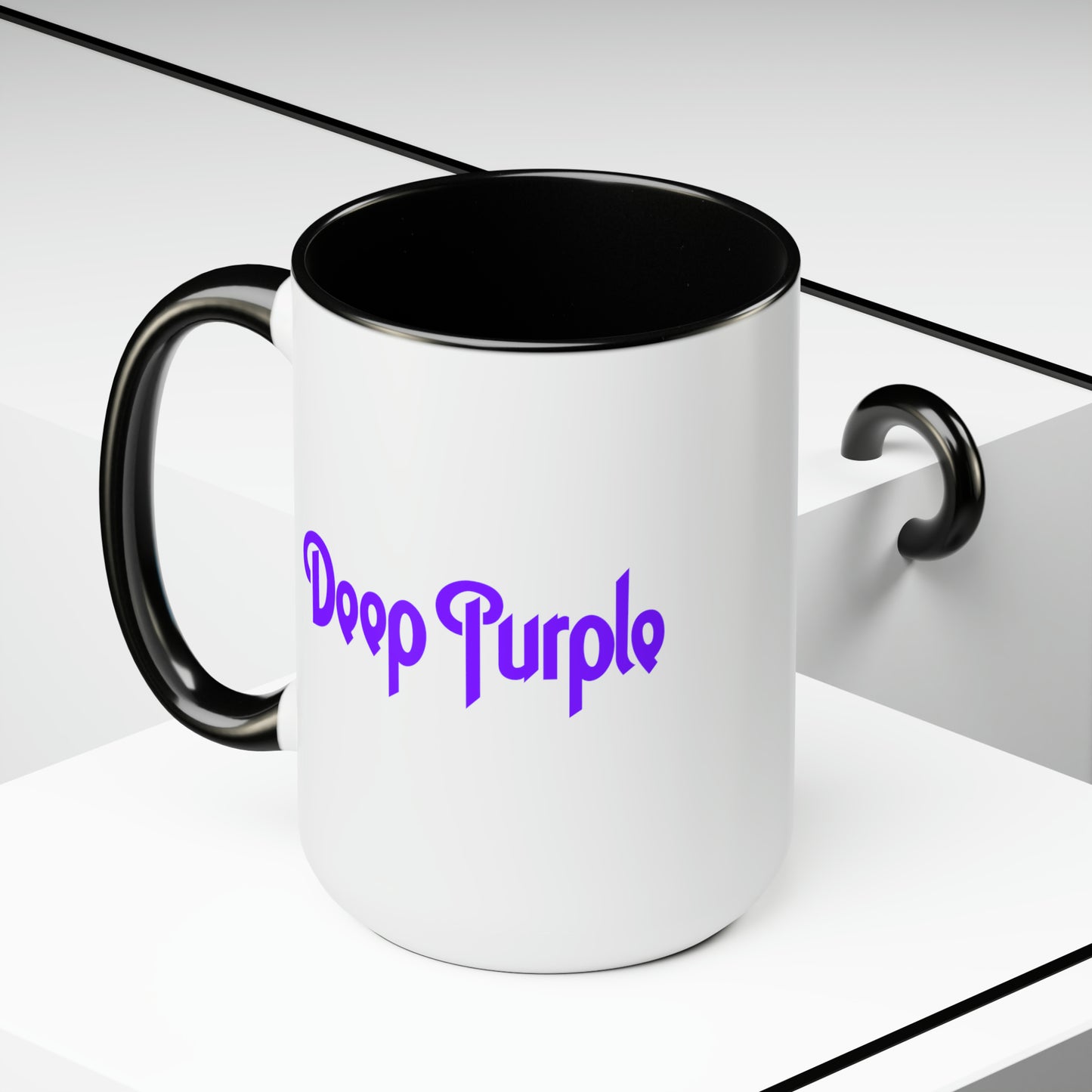 Deep Purple Coffee Mug - Double Sided Black Accent White Ceramic 15oz by TheGlassyLass