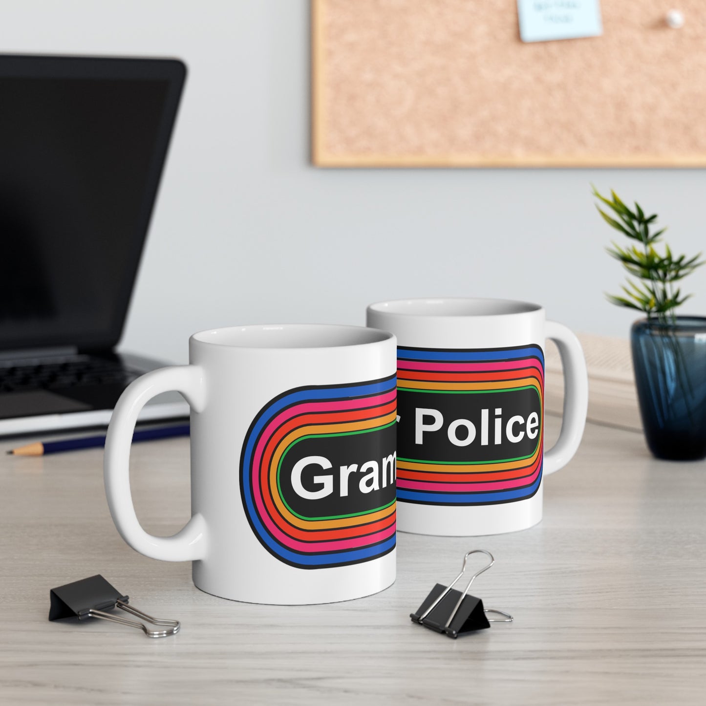 Rainbow Grammar Police Coffee Mug - Wrap Print White Ceramic 11oz - by TheGlassyLass.com