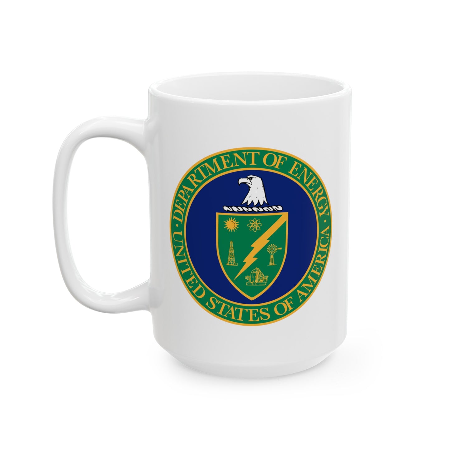 Department of Energy Coffee Mug - Double Sided White Ceramic 15oz by TheGlassyLass.com