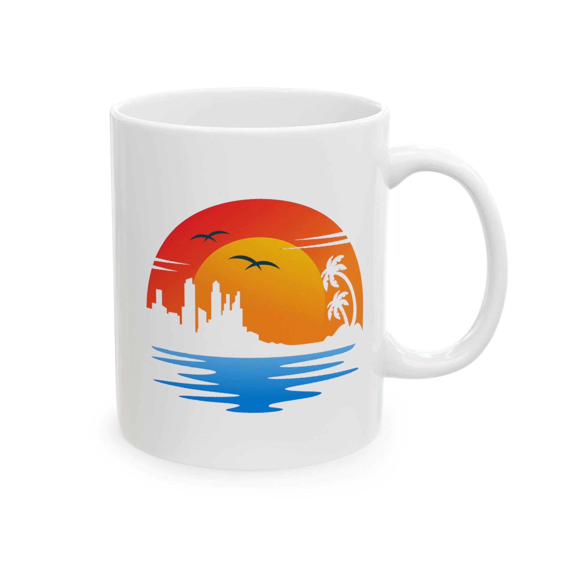 Life's a Beach Coffee Mug - Double Sided White Ceramic 11oz by TheGlassyLass.com