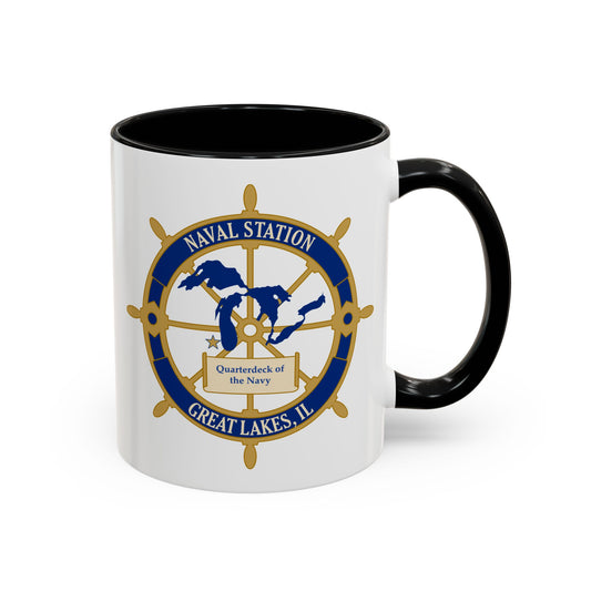 Naval Station Great Lakes Coffee Mug - Double Sided Black Accent White Ceramic 11oz by TheGlassyLass.com