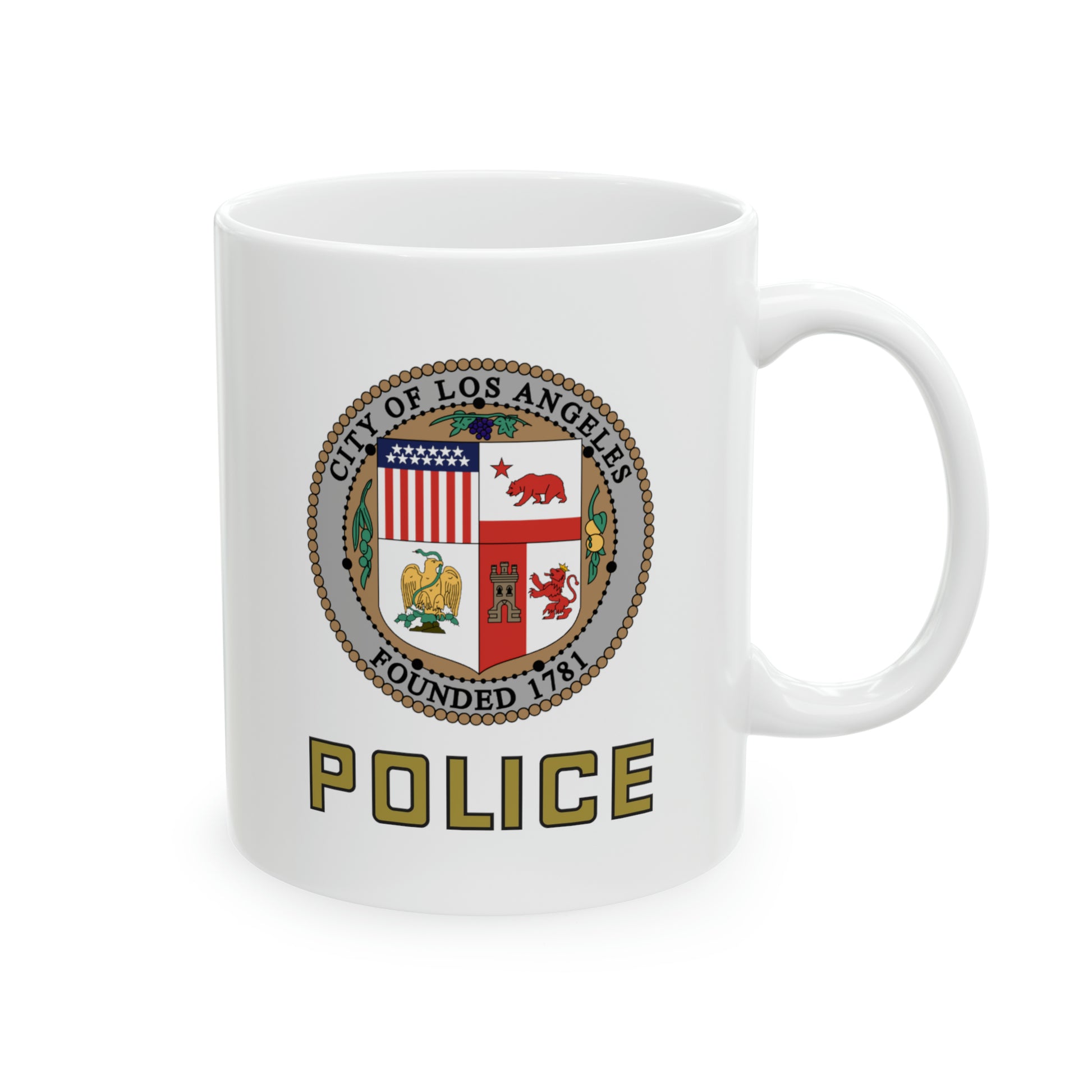 LAPD Coffee Mug - Double Sided White Ceramic 11oz by TheGlassyLass.com