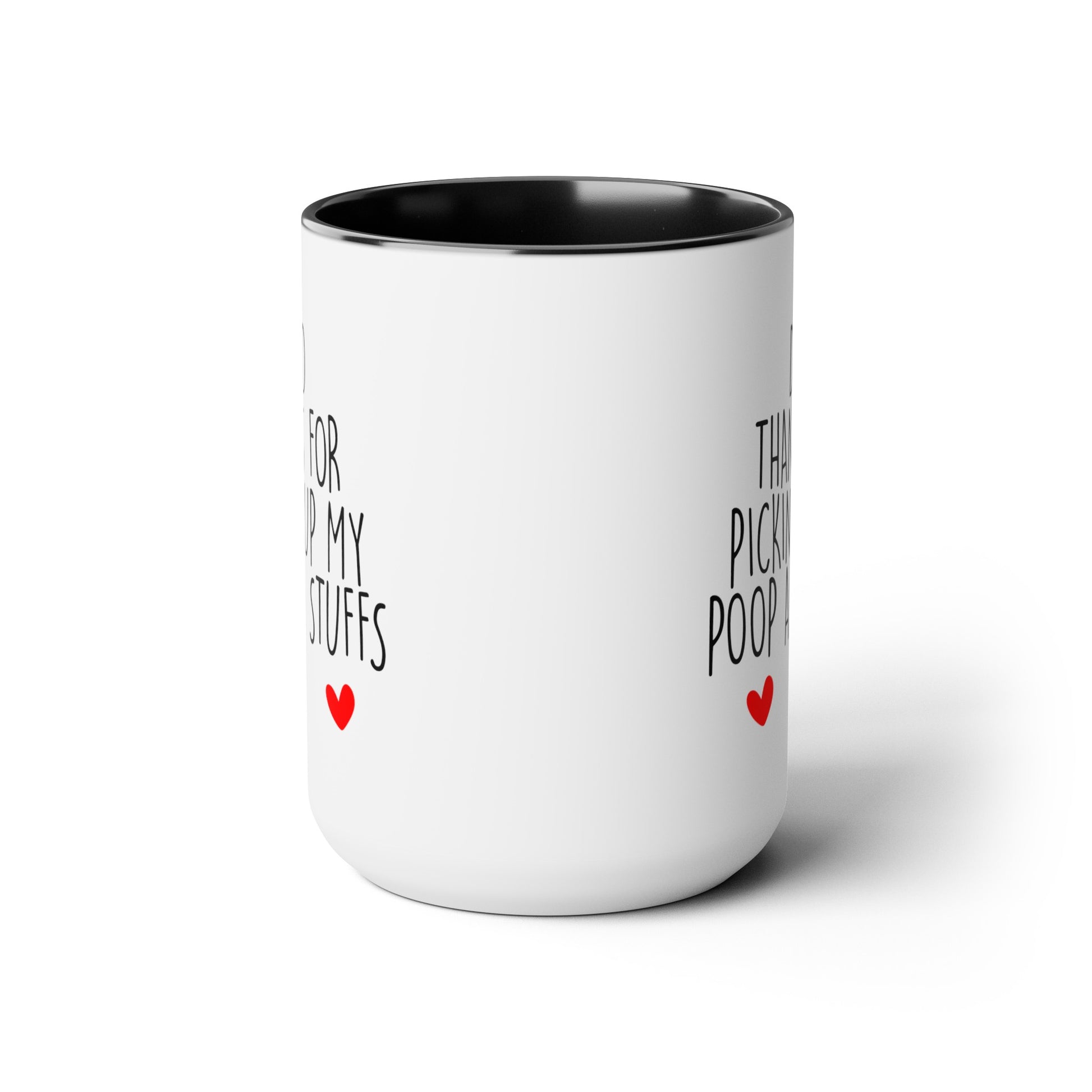 Dog Poop Coffee Mug - Double Sided Black Accent White Ceramic 15oz by TheGlassyLass.com