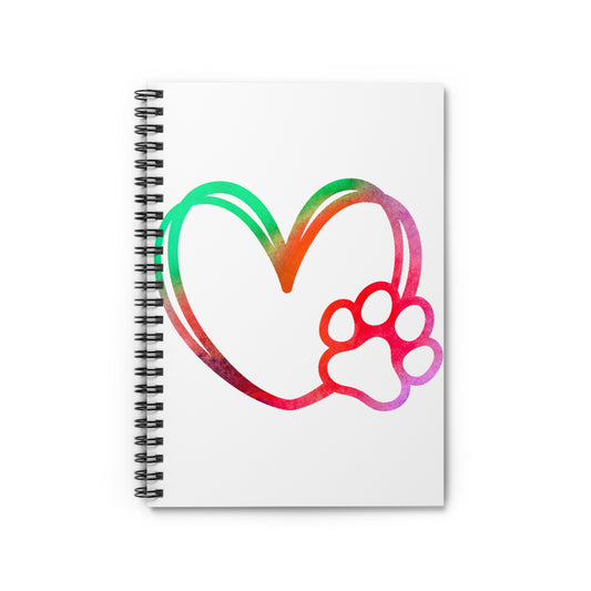 Rainbow Paw Heart: Spiral Notebook - Log Books - Journals - Diaries - and More Custom Printed by TheGlassyLass.com