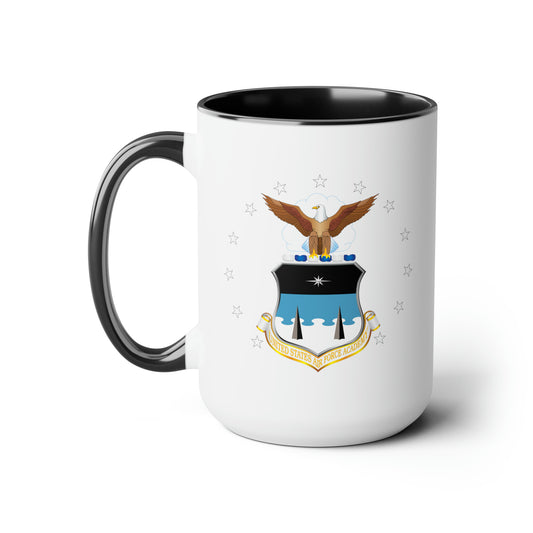 US Air Force Academy Coffee Mug - Double Sided Black Accent White Ceramic 15oz by TheGlassyLass.com