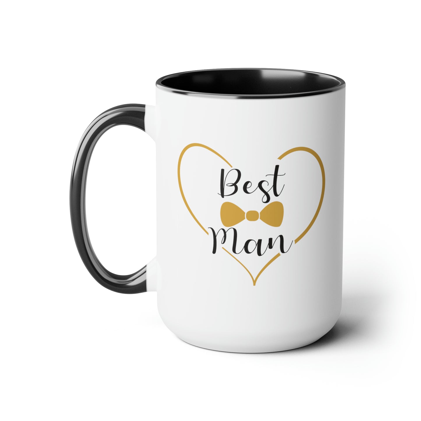 Best Man Coffee Mug - Double Sided Black Accent Ceramic 15oz by TheGlassyLass.com