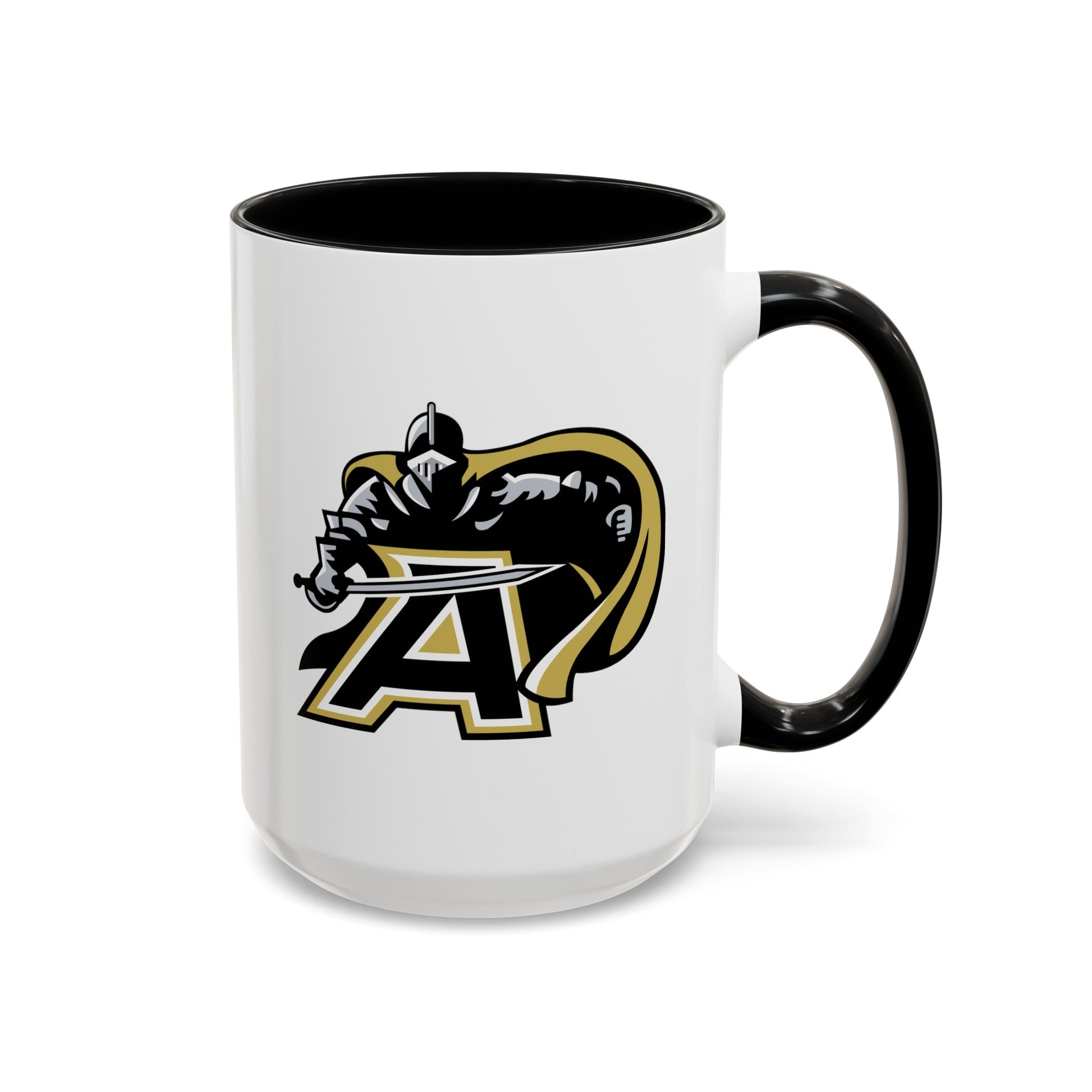 US Army Black Knights - Double Sided Black Accent White Ceramic Coffee Mug 15oz by TheGlassyLass.com