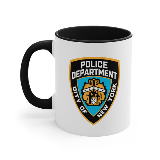 NYPD Logo Coffee Mug - Double Sided Black Accent White Ceramic 11oz by TheGlassyLass.com
