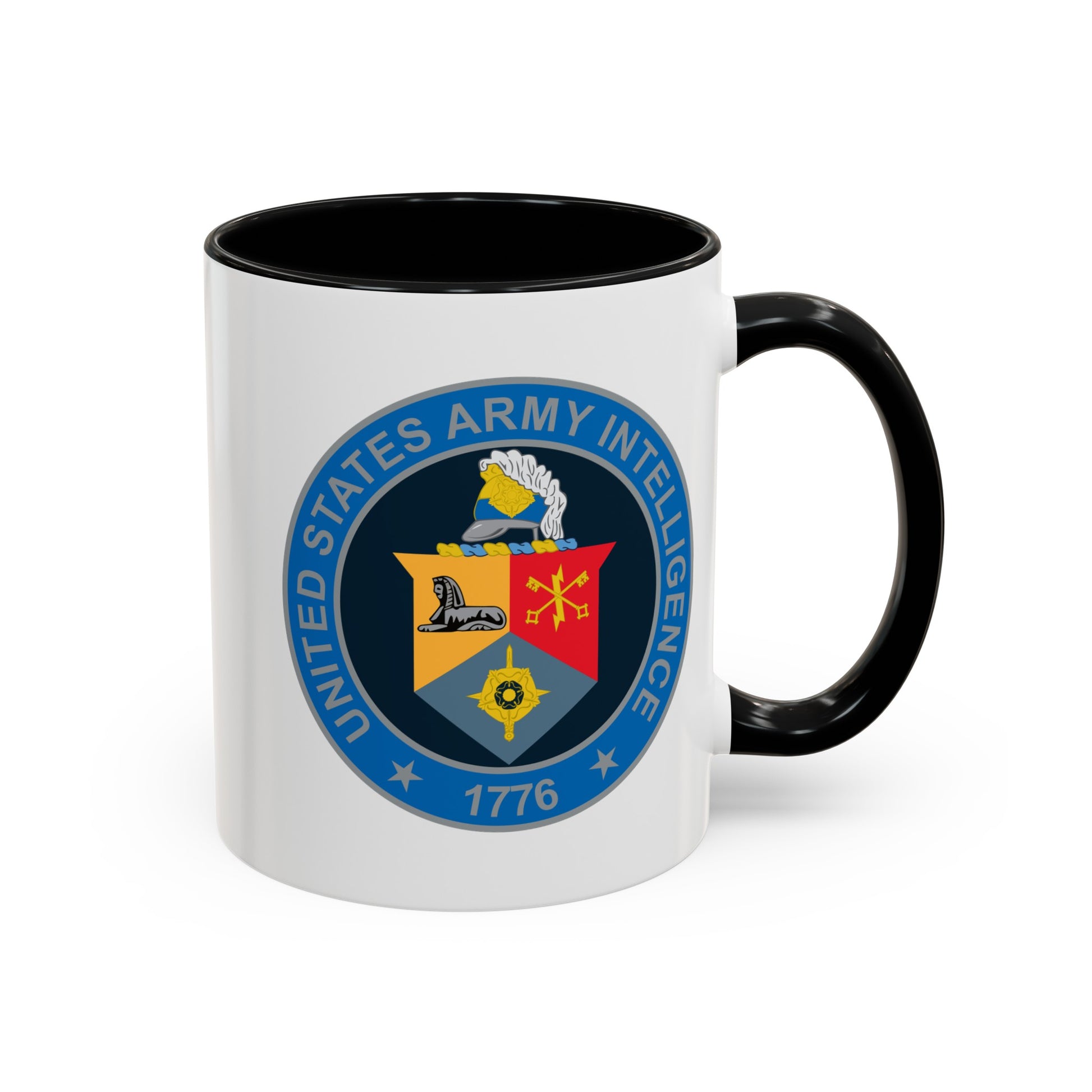 United States Army Intelligence Coffee Mug - Double Sided Black Accent White Ceramic 11oz by TheGlassyLass.com