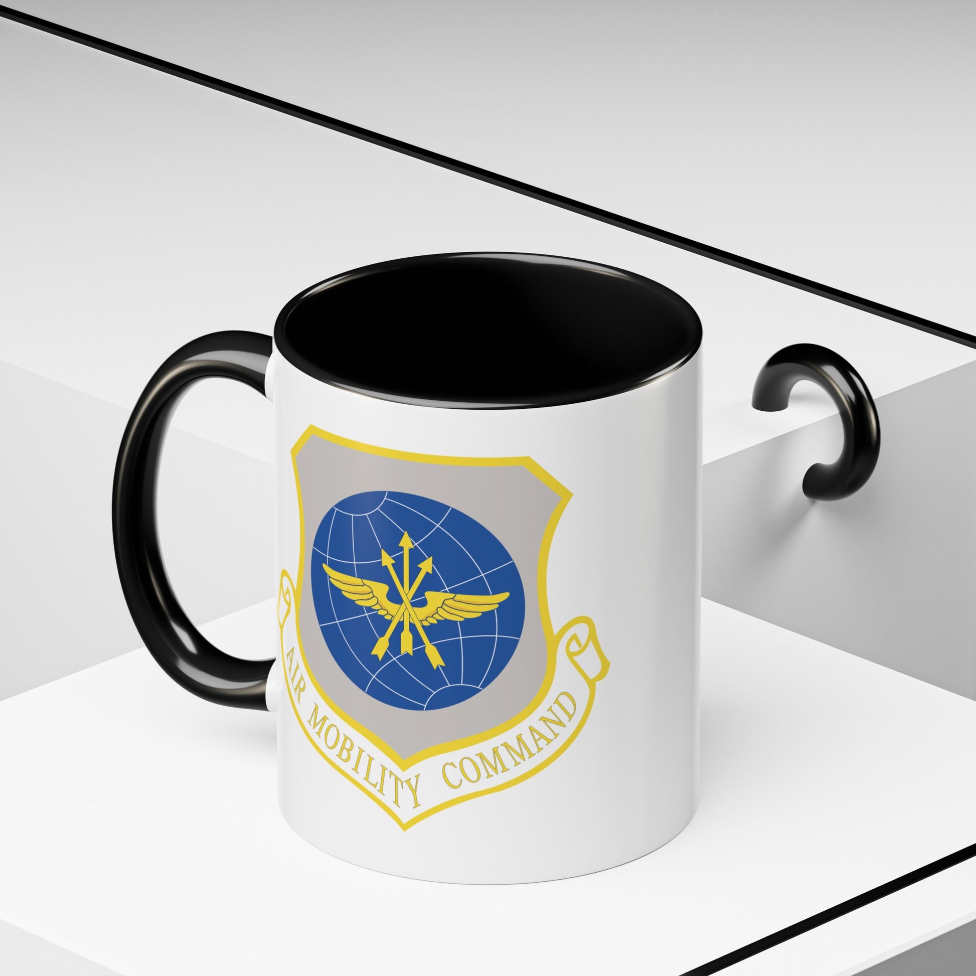 US Air Force Air Mobility Command - Double Sided Black Accent White Ceramic Coffee Mug 11oz by TheGlassyLass.com