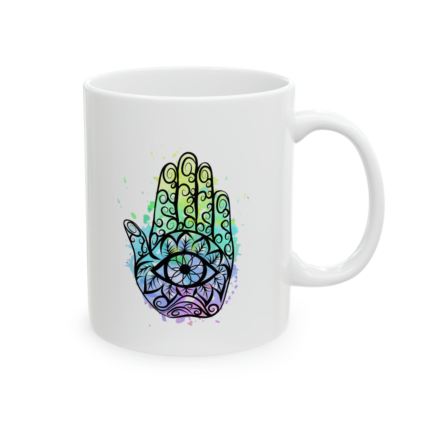 3rd Eye Coffee Mug - Double Sided White Ceramic 11oz by TheGlassyLass.com