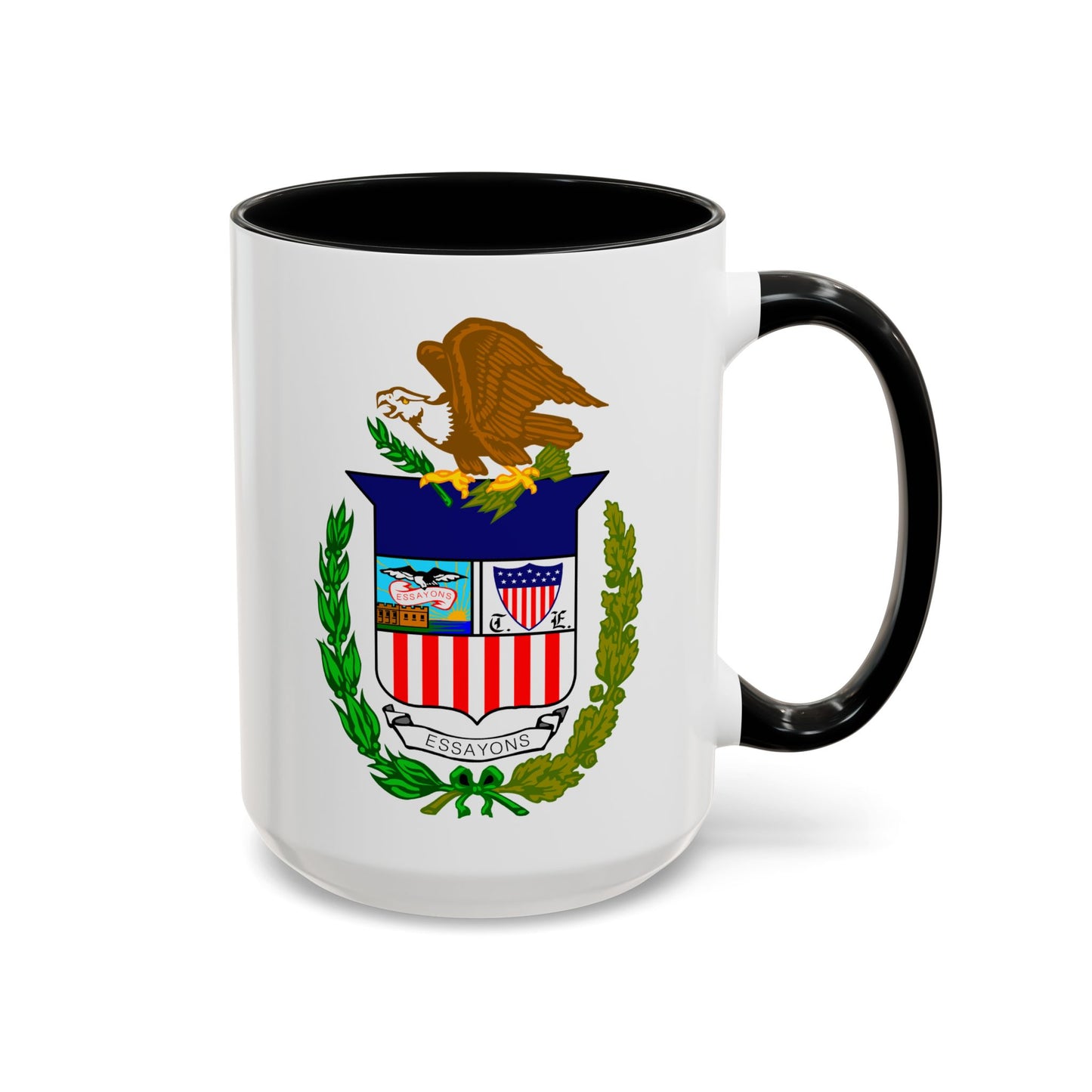 Army Corps of Engineers Coat of Arms Coffee Mug - Double Sided Print, Black Accent White Ceramic, 15oz by TheGlassyLass.com