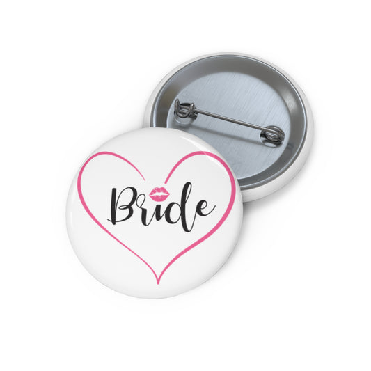 Bride Button Pin 1.25" Round | Wedding Party Design by TheGlassyLass.com