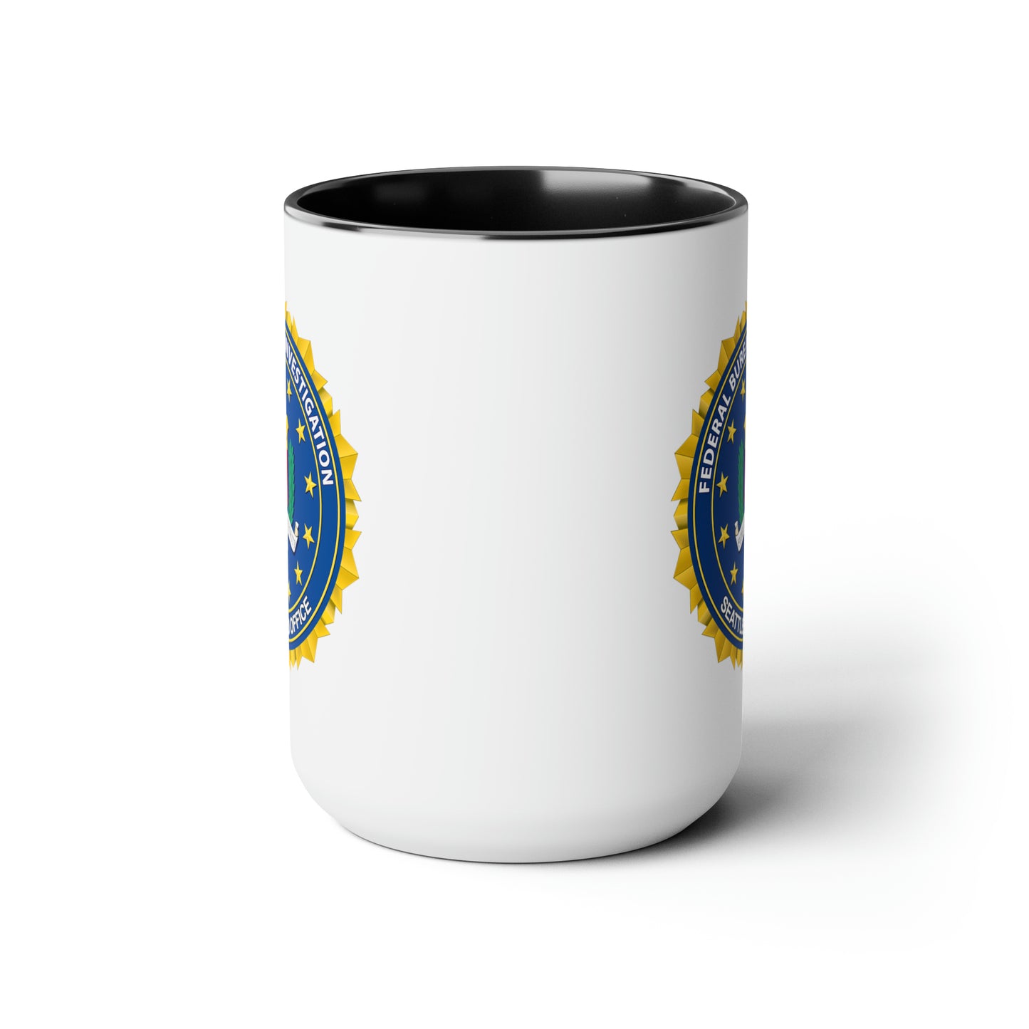 The FBI Seattle Field Office Coffee Mug - Double Sided Black Accent Ceramic 15oz by TheGlassyLass.com