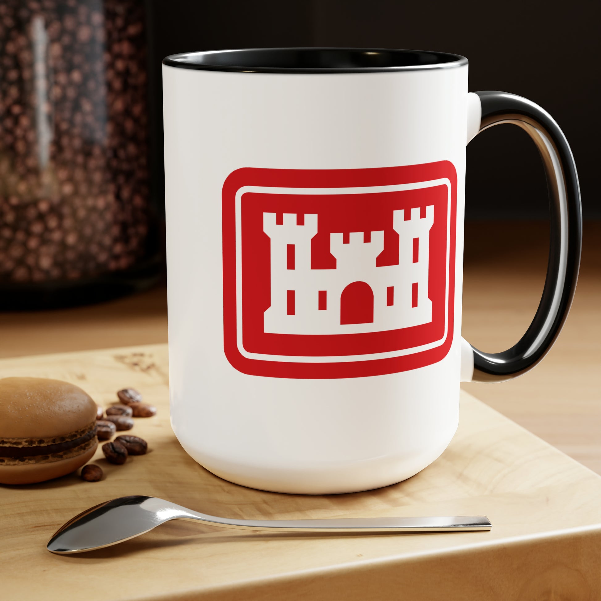US Army Corps of Engineers Coffee Mug - Double Sided Black Accent Ceramic 15oz - by TheGlassyLass