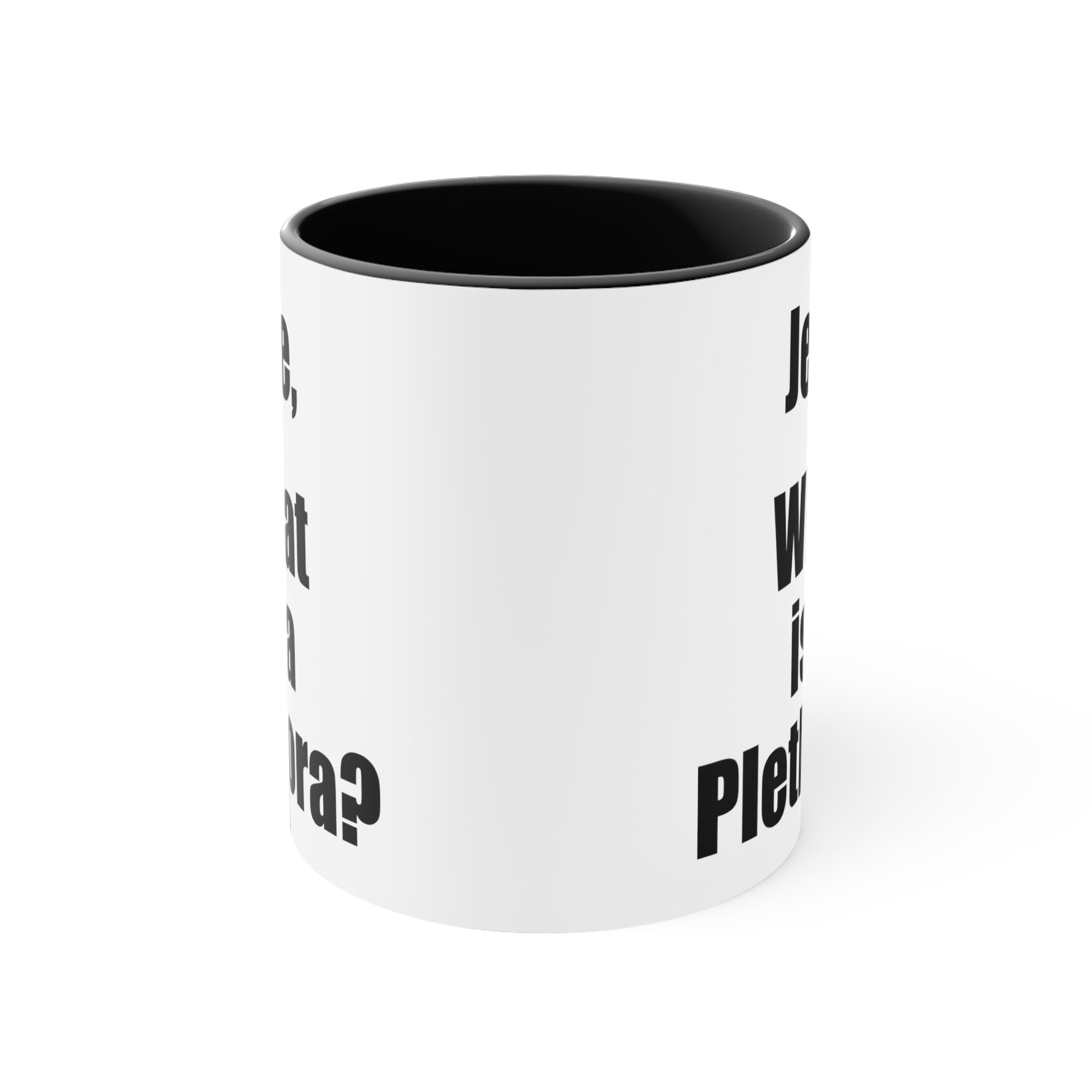 What is a Plethora Coffee Mug - Double Sided Black Accent White Ceramic 11oz by TheGlassyLass.com