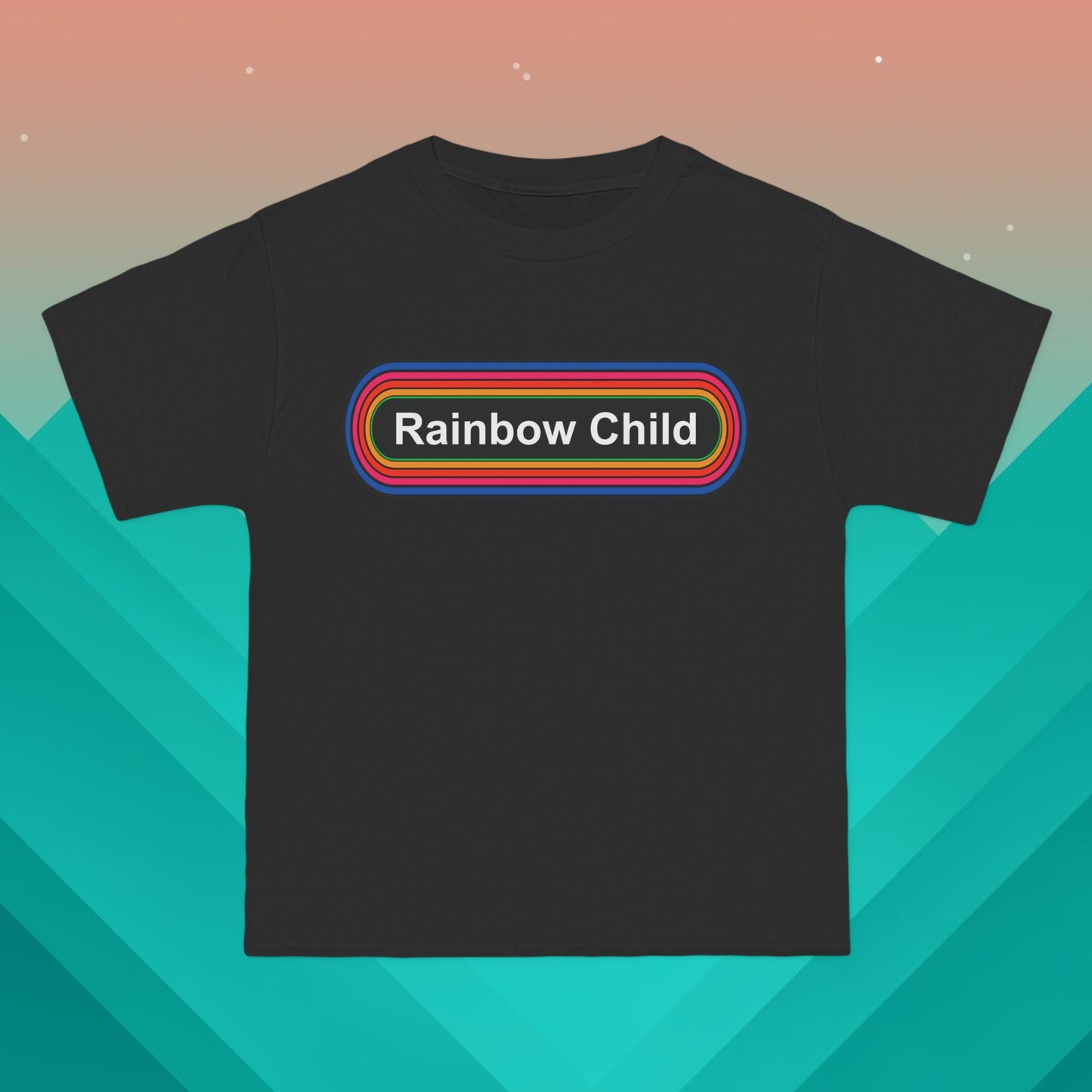 Rainbow Child T-Shirt: (Hanes Beefy-T 100% Preshrunk Cotton Custom Printed by TheGlassyLass.com