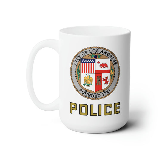 LAPD Coffee Mug - Double Sided White Ceramic 15oz by TheGlassyLass.com