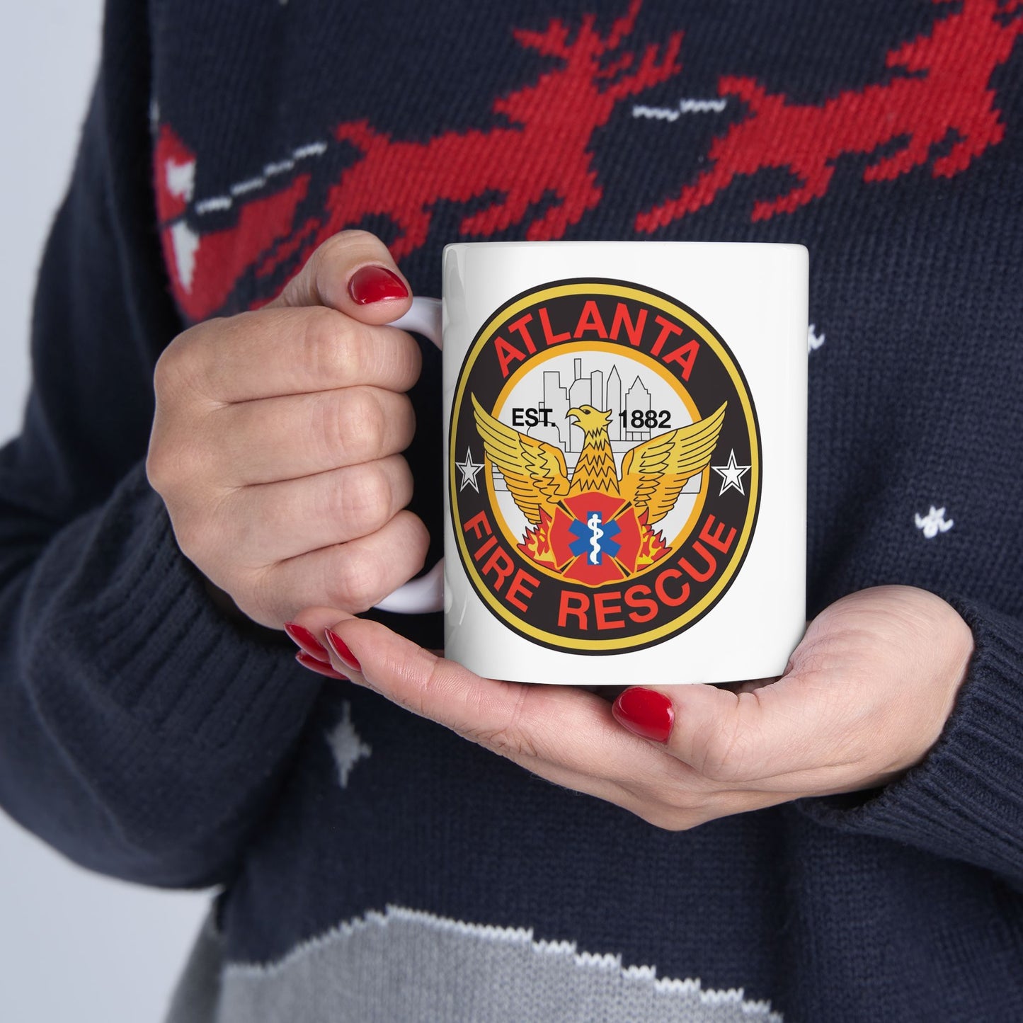 Atlanta Fire Department Coffee Mug - Double Sided White Ceramic 11oz by TheGlassyLass