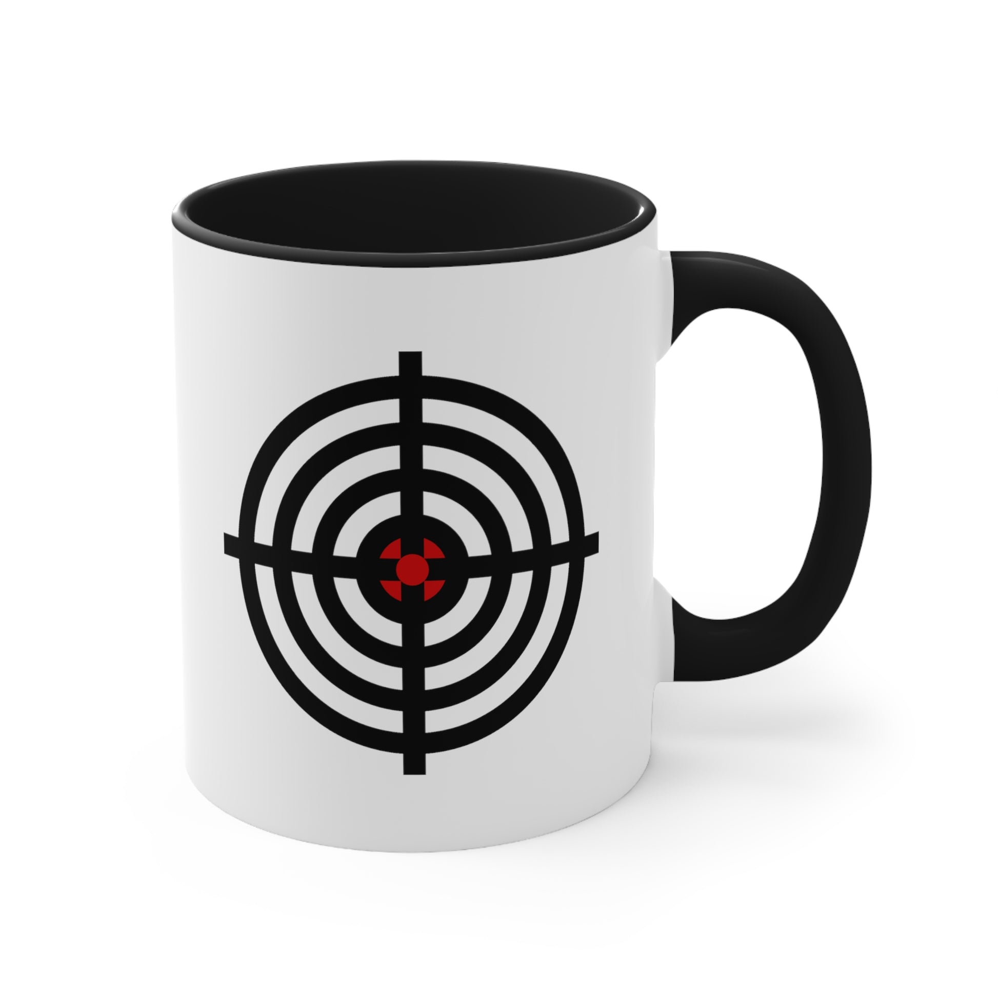 Gun Sight Reticle Coffee Mug - Double Sided Black Accent White Ceramic 11oz by TheGlassyLass.com