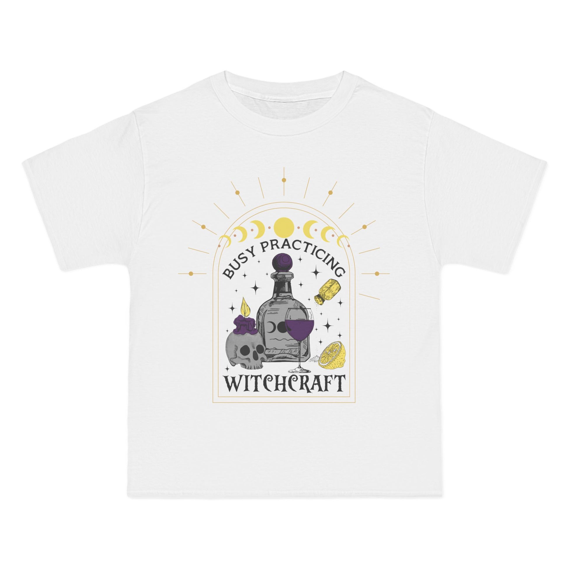 Busy Practicing Witchcraft Halloween T-Shirt: (Hanes Beefy-T 100% Preshrunk Cotton Custom Printed by TheGlassyLass.com