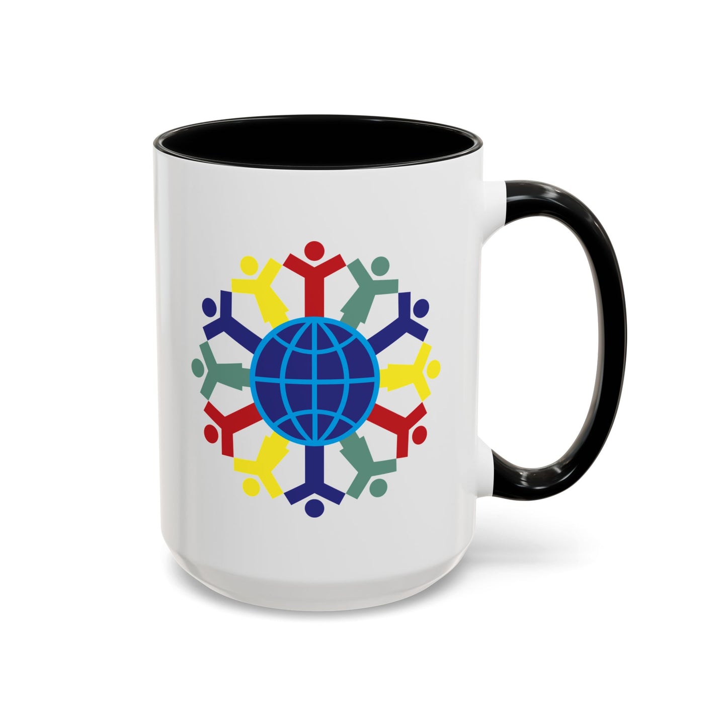 Joy To The World Coffee Mug - Double Sided Black Accent White Ceramic 15oz by TheGlassyLass.com