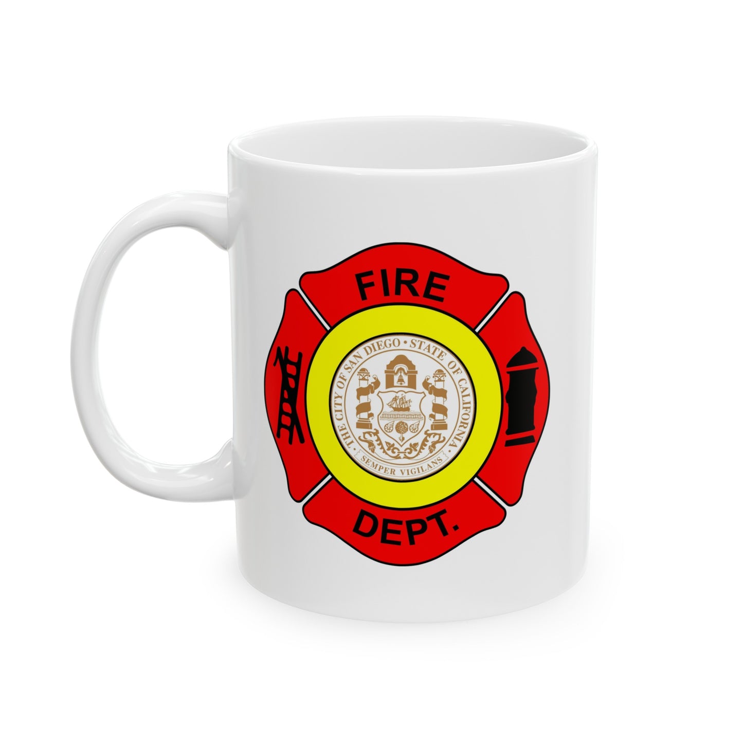 San Diego Fire Department Coffee Mug - Double Sided Print White Ceramic 11oz by TheGlassyLass.com