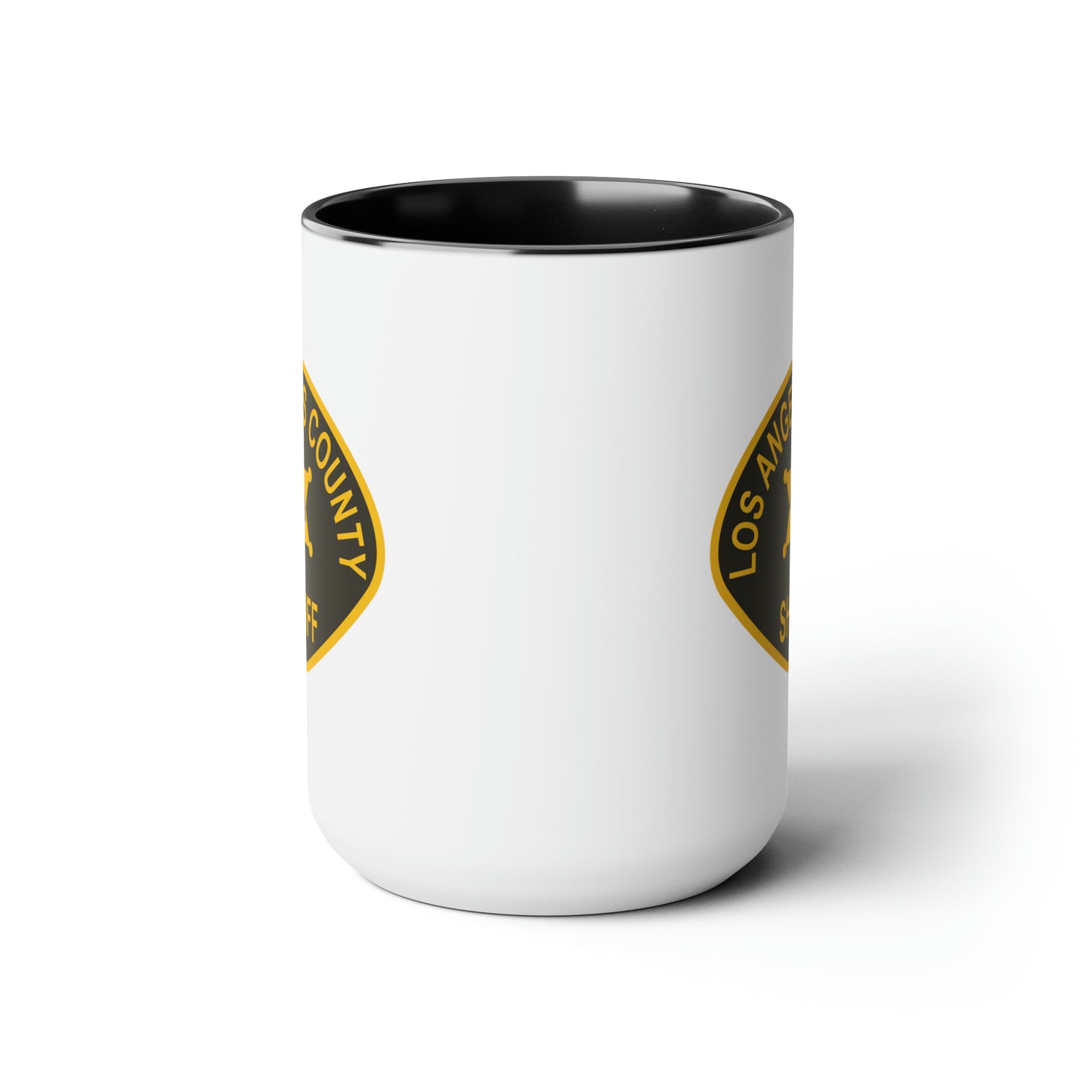 Los Angeles County Sheriff Coffee Mug - Double Sided Black Accent White Ceramic 15oz by TheGlassyLass