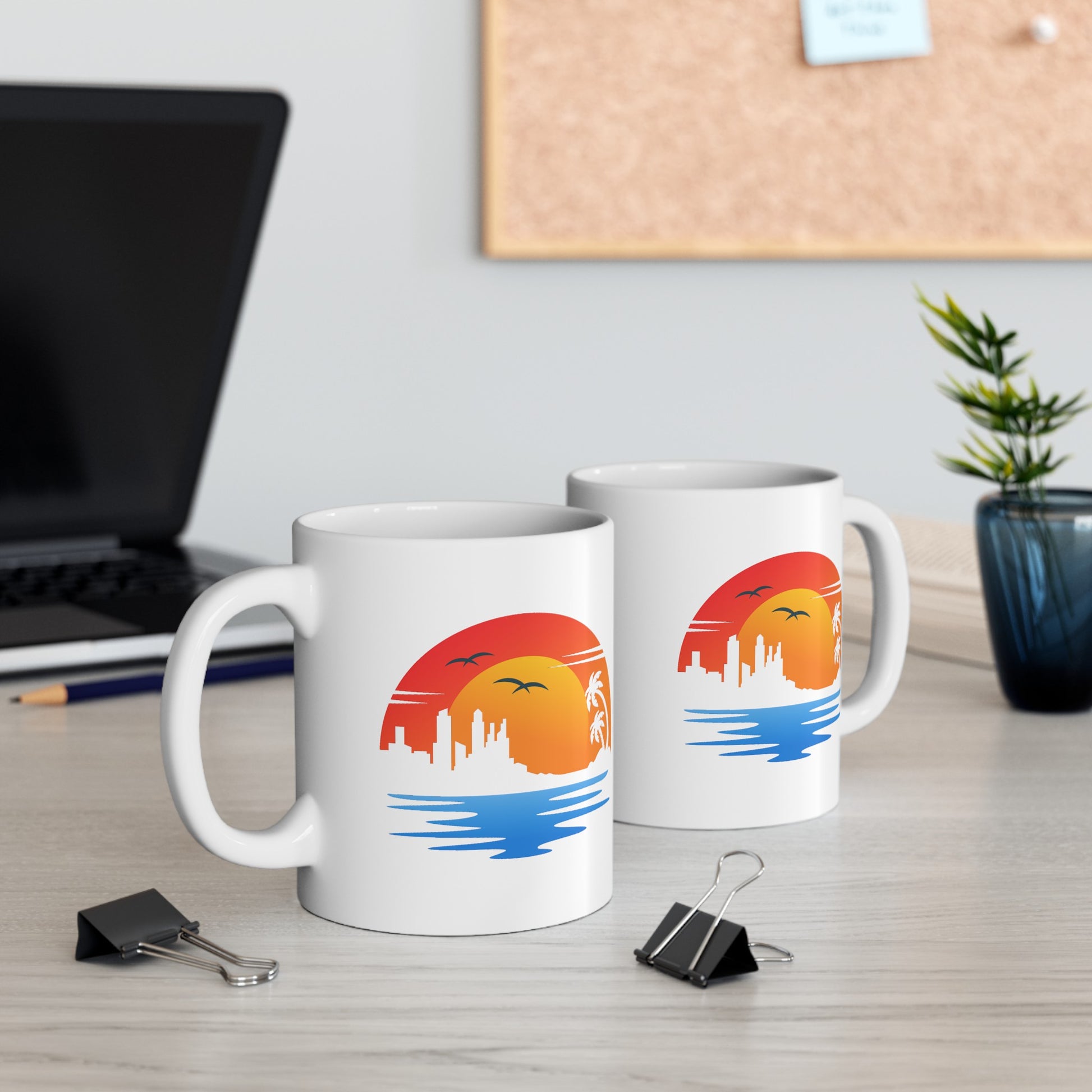 Life's a Beach Coffee Mug - Double Sided White Ceramic 11oz by TheGlassyLass.com