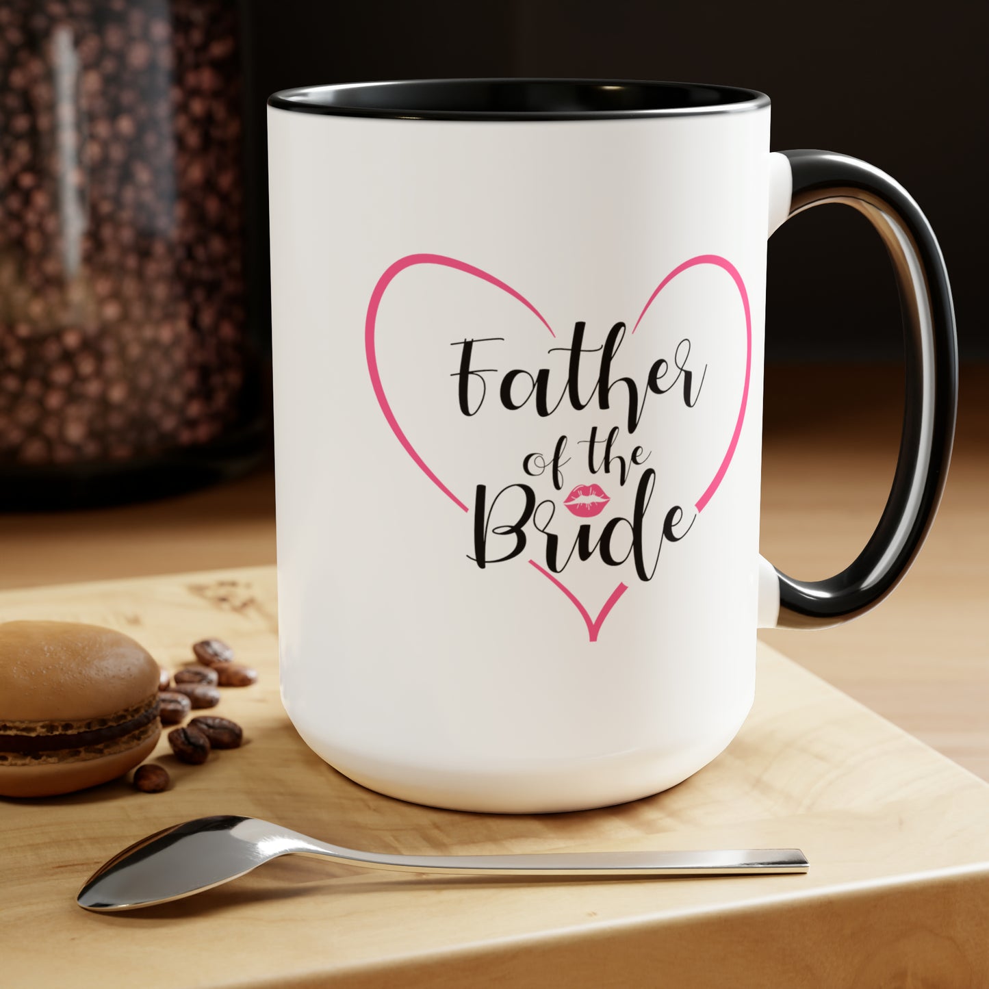 Father of the Bride Coffee Mug - Double Sided Black Accent Ceramic 15oz by TheGlassyLass.com