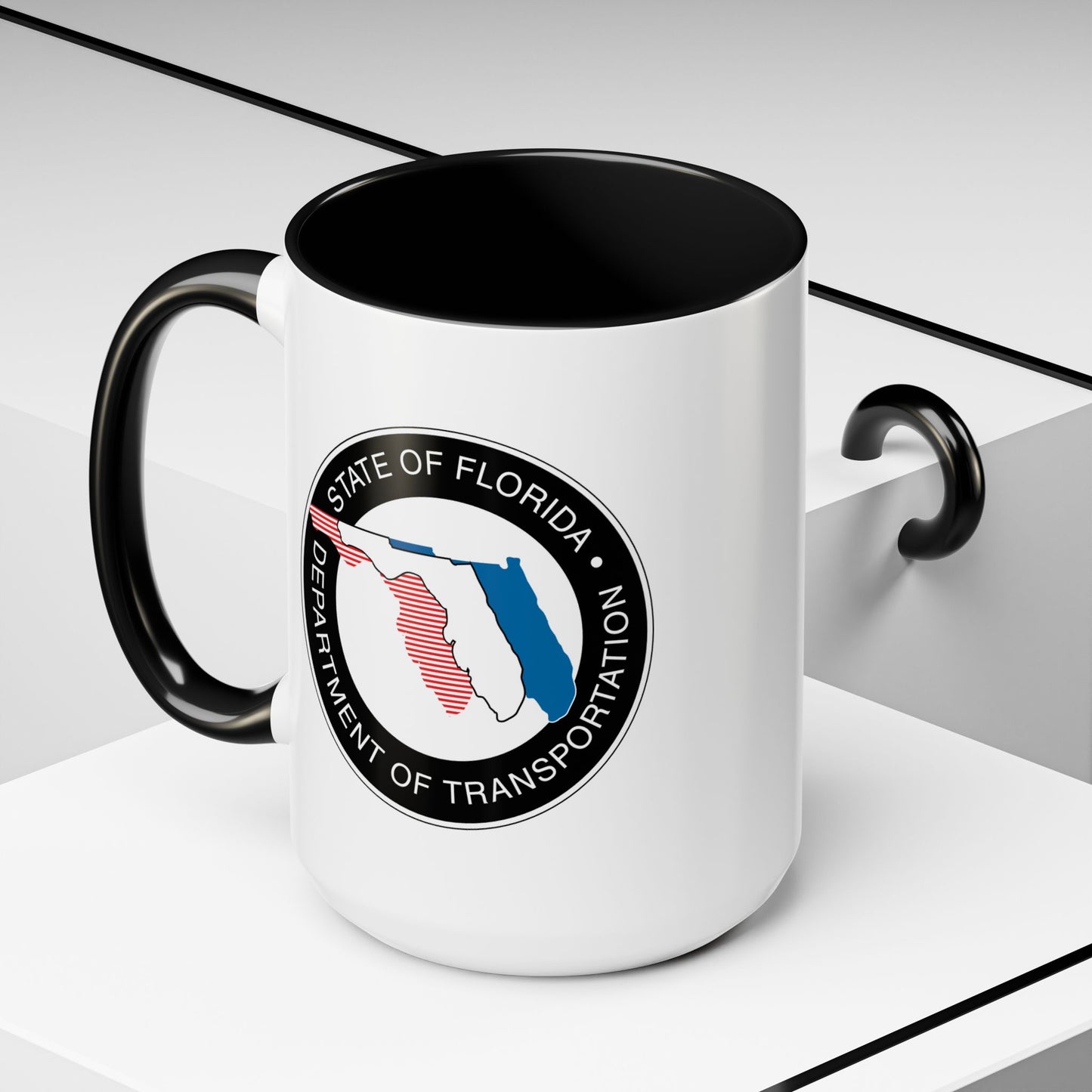 Florida Department of Transportation Coffee Mug - Double Sided Black Accent White Ceramic 15oz by TheGlassyLass.com