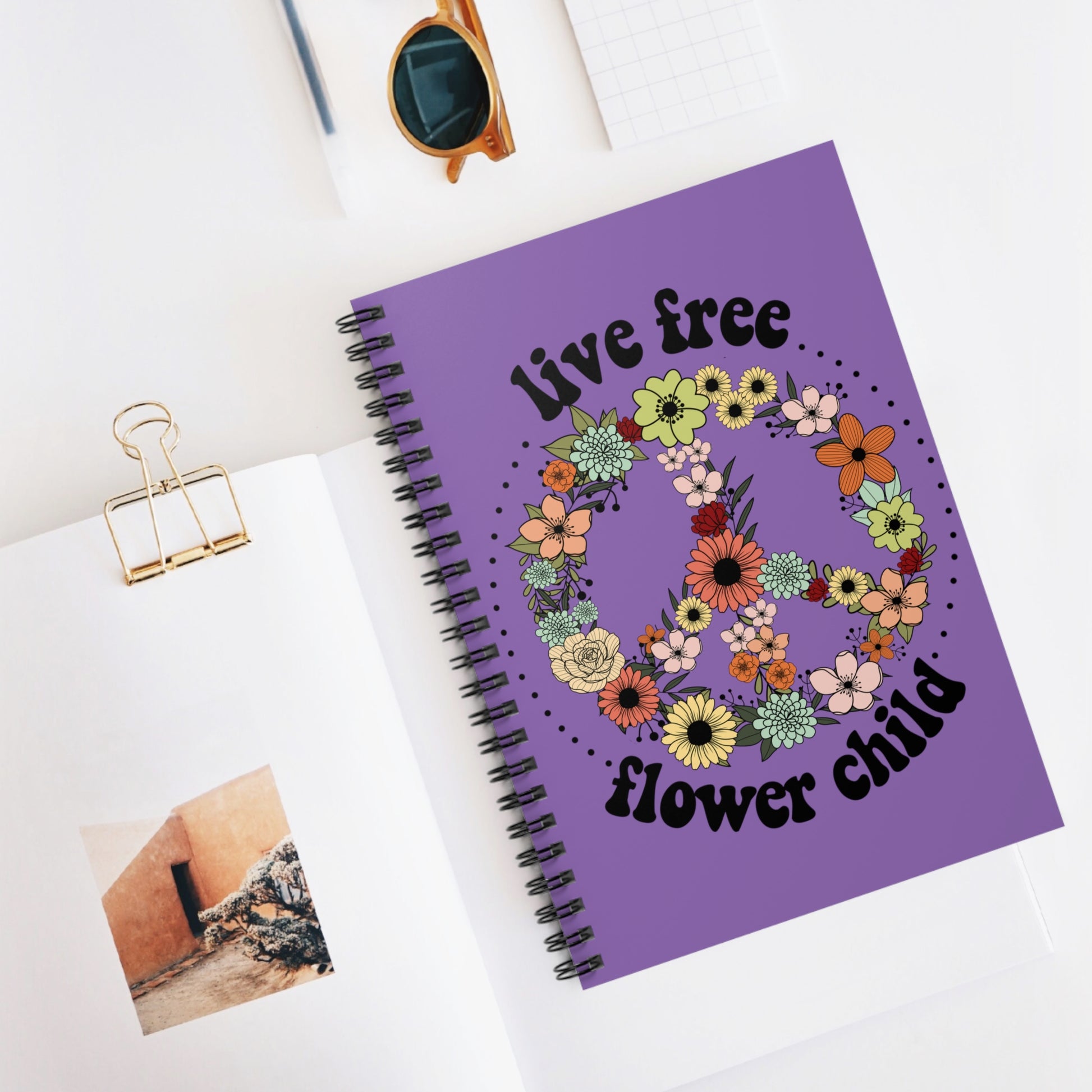 Live Free Flower Child: Spiral Notebook - Log Books - Journals - Diaries - and More Custom Printed by TheGlassyLass