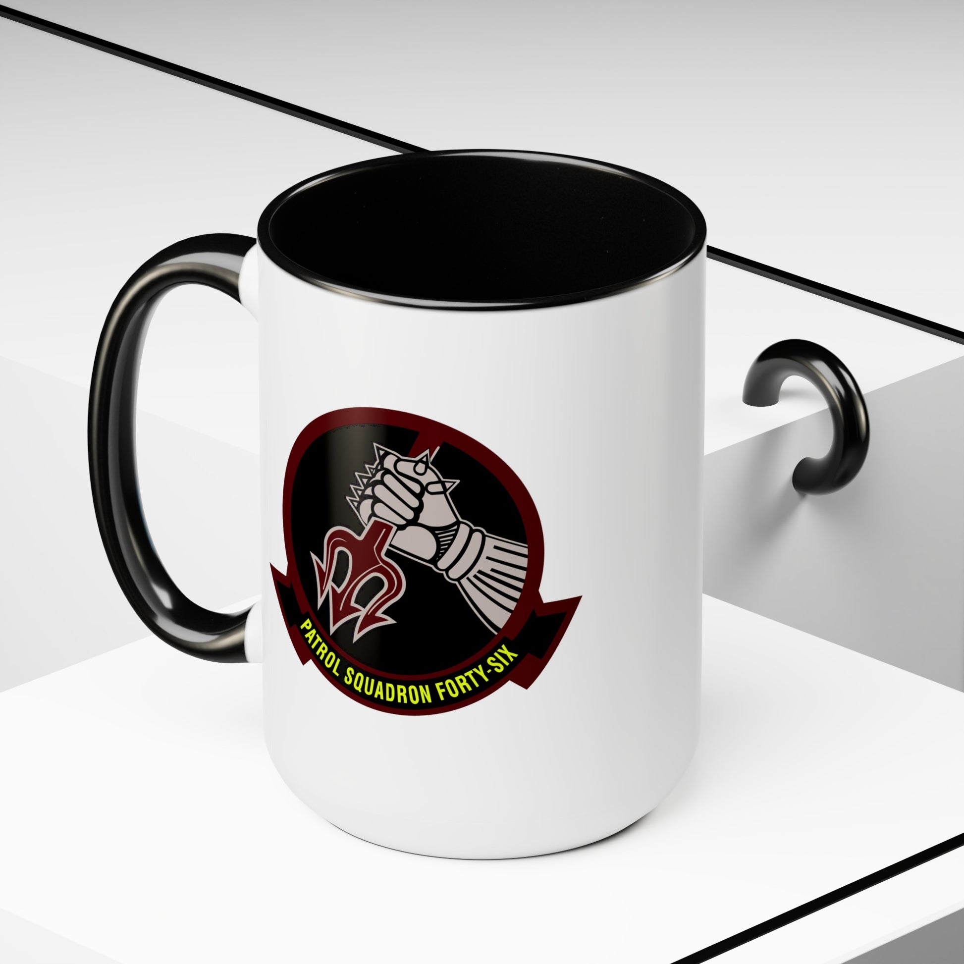 Navy Patrol Squadron 46 Coffee Mug - Double Sided Print Two Tone Black Accent White Ceramic, 15oz by TheGlassyLass.com