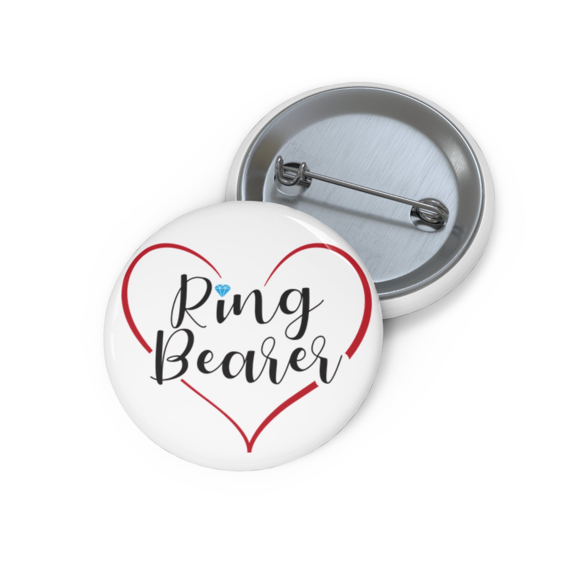 Ring Bearer Button Pin 1.25" Round | Wedding Party Design by TheGlassyLass.com