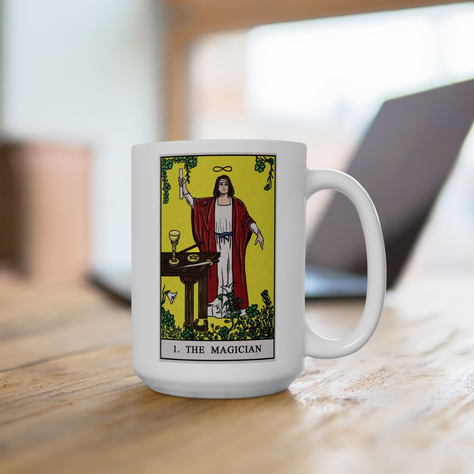 The Magician Tarot Card Coffee Mug - Double Sided White Ceramic 15oz by TheGlassyLass.com