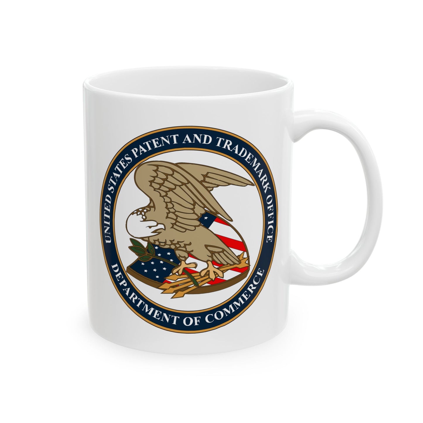 United States Patent and Trademark Office Coffee Mug - Double Sided Print, White Ceramic, 11oz by TheGlassyLass.com